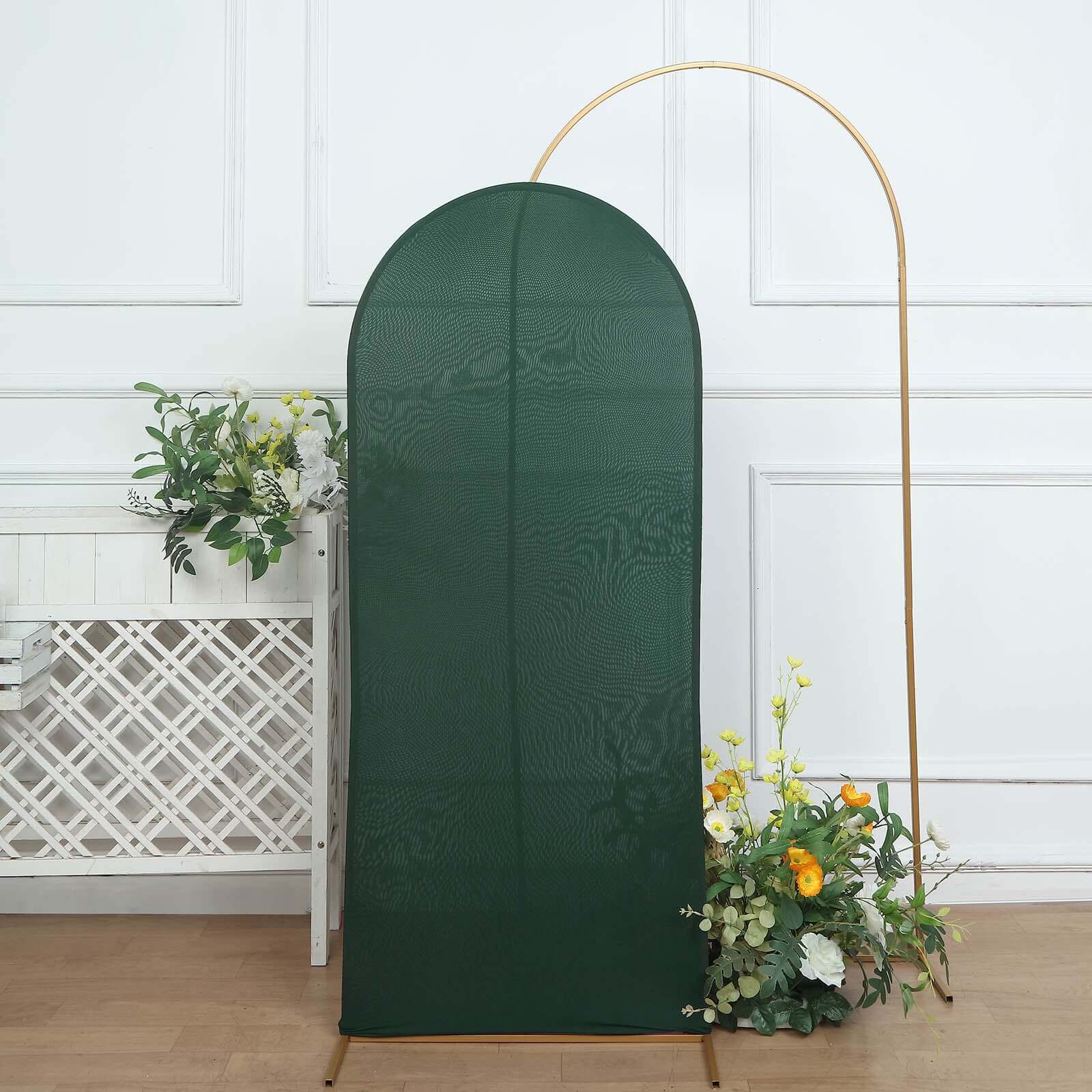Matte Hunter Emerald Green Spandex Fitted Wedding Arch Cover For Round Top Chiara Backdrop Stand 5ft - Image 7