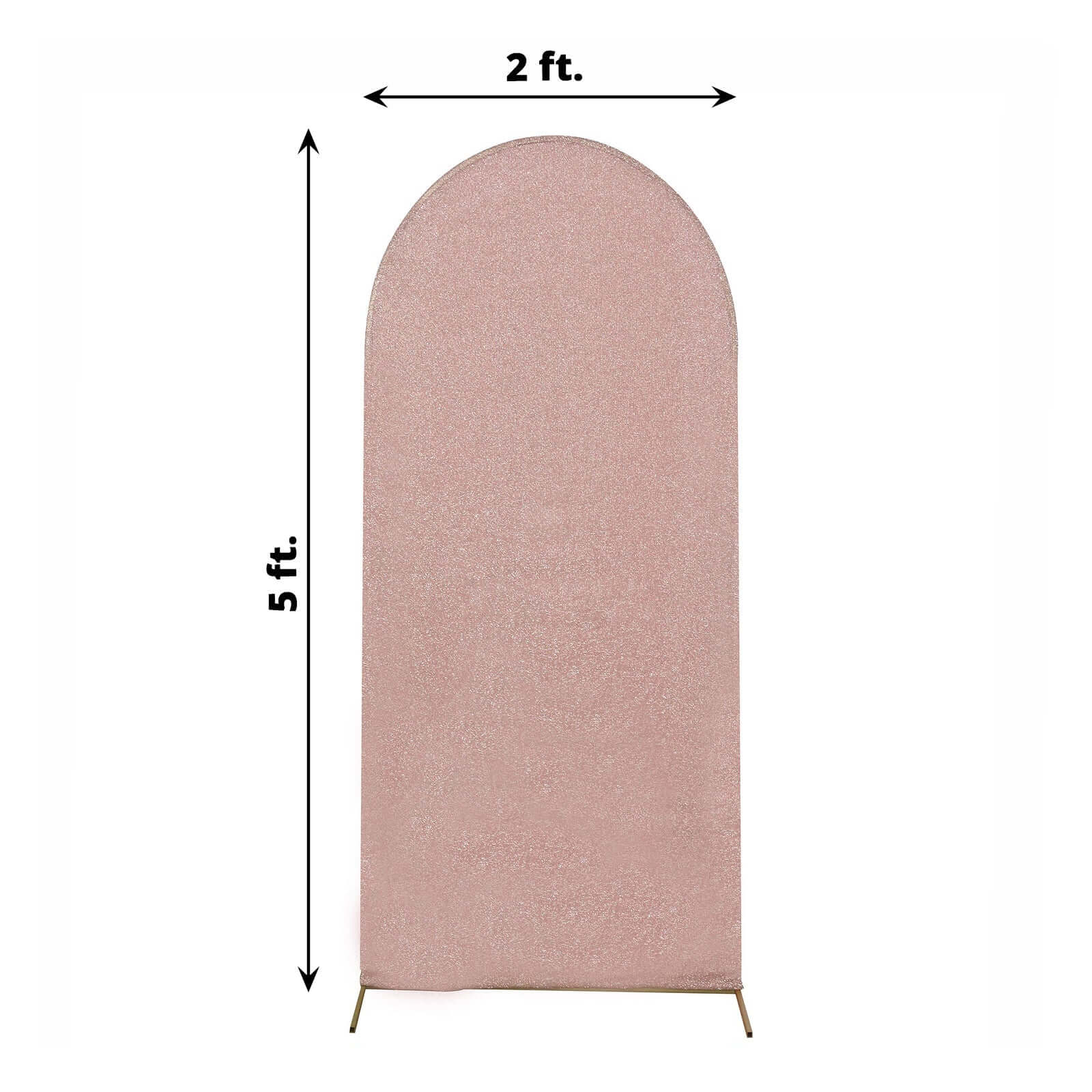 Rose Gold Shimmer Tinsel Spandex Wedding Arch Cover For Fitted Round Top Chiara Backdrop Stand 5ft - Image 3