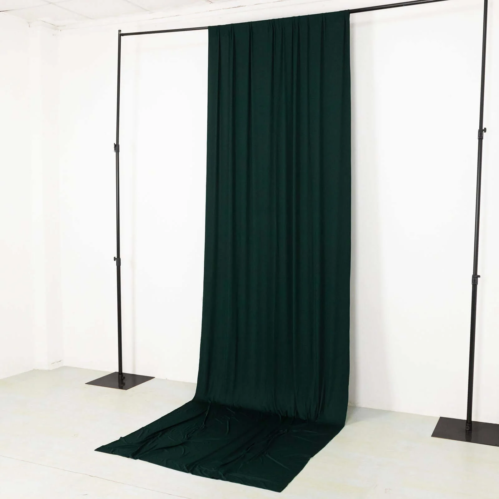 Hunter Emerald Green 4-Way Stretch Spandex Backdrop Drape Curtain, Wrinkle Free Event Divider Panel with Rod Pockets - 5ftx14ft - Image 6
