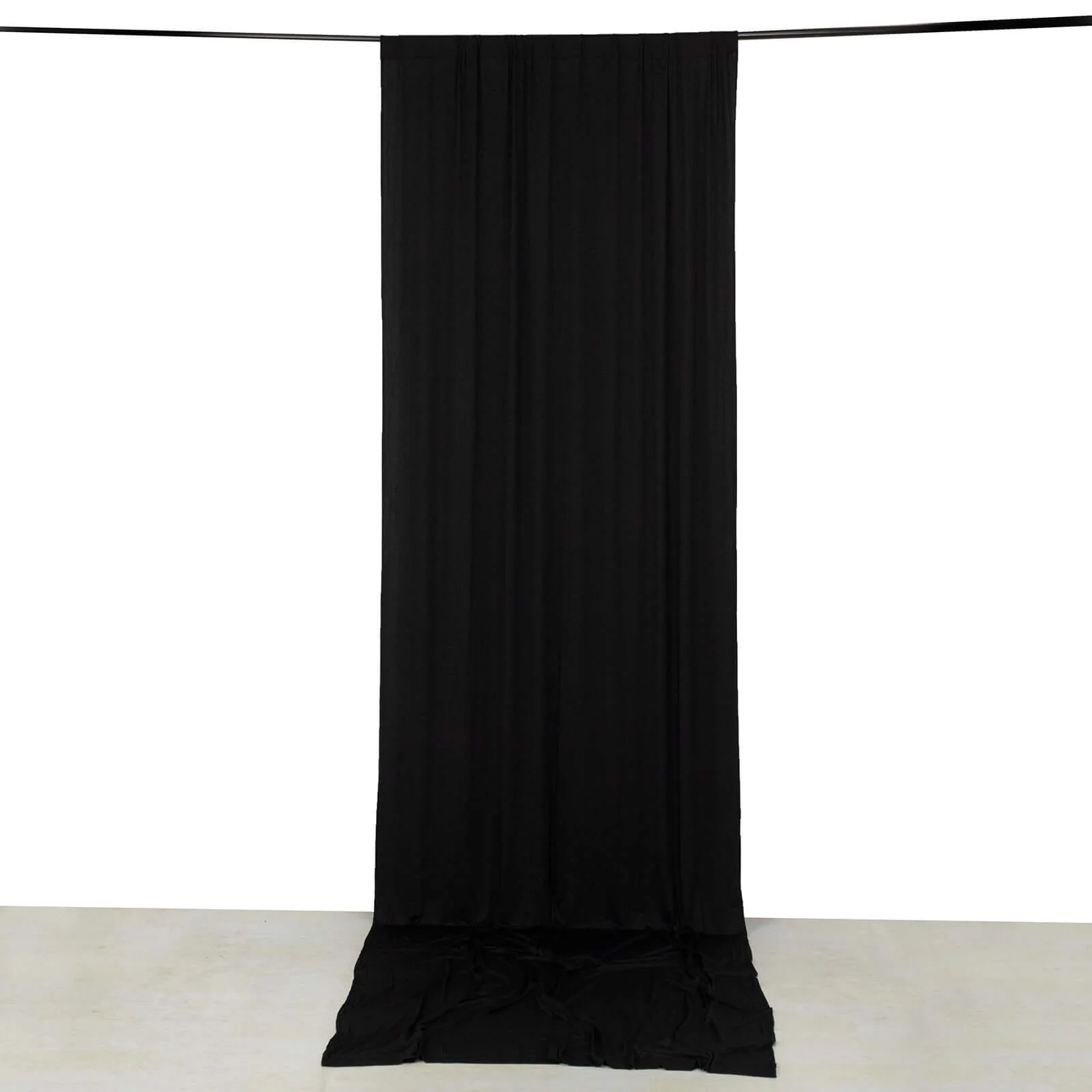 Black 4-Way Stretch Spandex Backdrop Drape Curtain, Wrinkle Free Event Divider Panel with Rod Pockets - 5ftx14ft