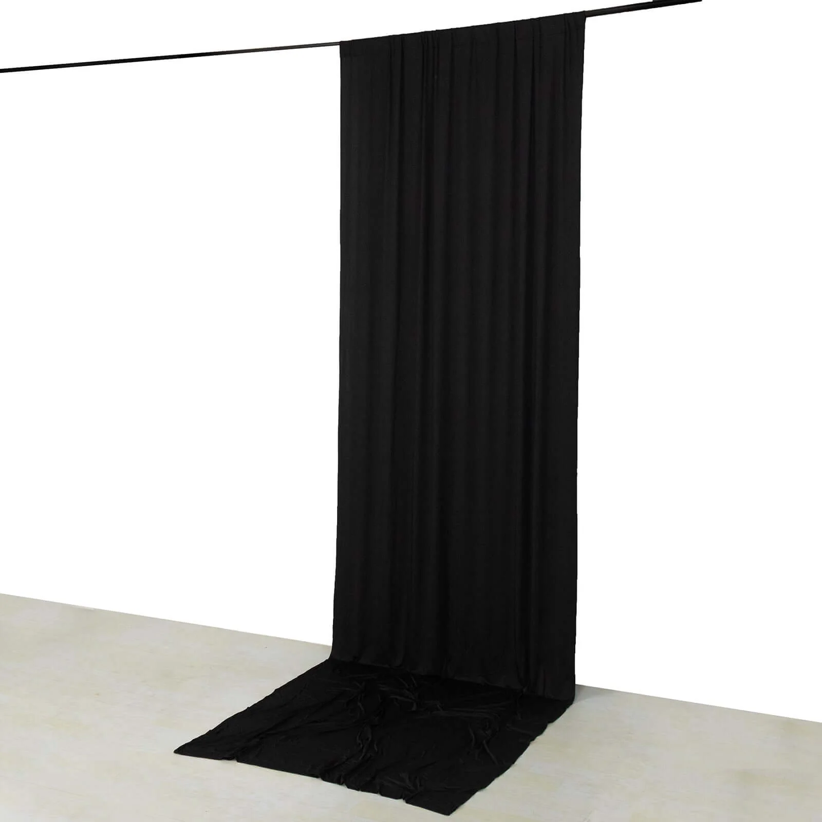 Black 4-Way Stretch Spandex Backdrop Drape Curtain, Wrinkle Free Event Divider Panel with Rod Pockets - 5ftx14ft - Image 6