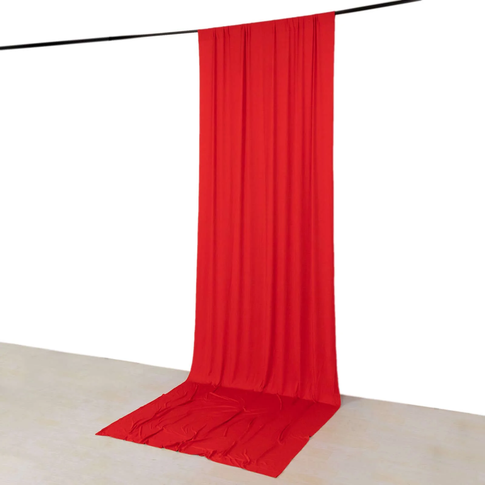 Red 4-Way Stretch Spandex Backdrop Drape Curtain, Wrinkle Free Event Divider Panel with Rod Pockets - 5ftx14ft - Image 6