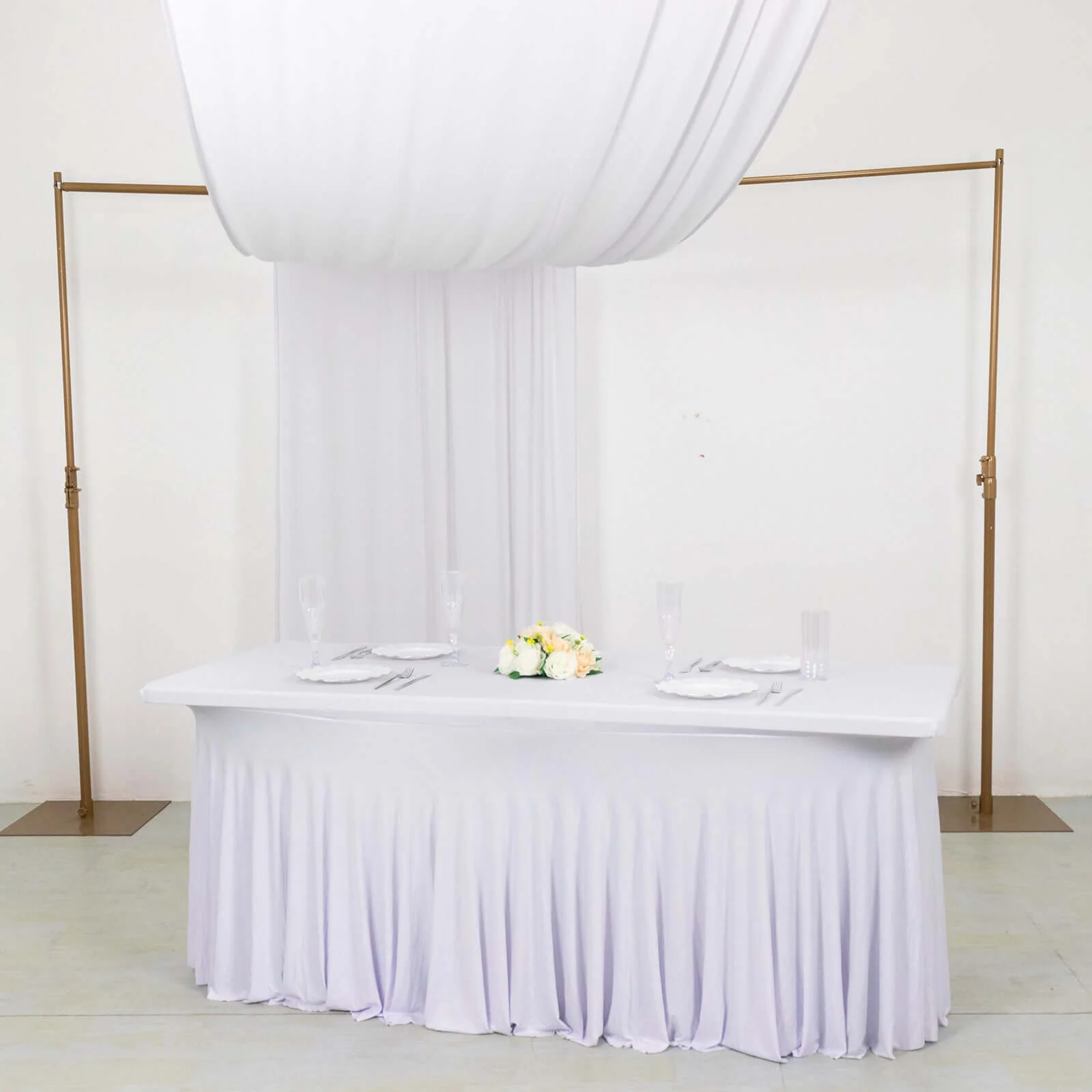 White 4-Way Stretch Spandex Backdrop Drape Curtain, Wrinkle Free Event Divider Panel with Rod Pockets - 5ftx18ft - Image 6
