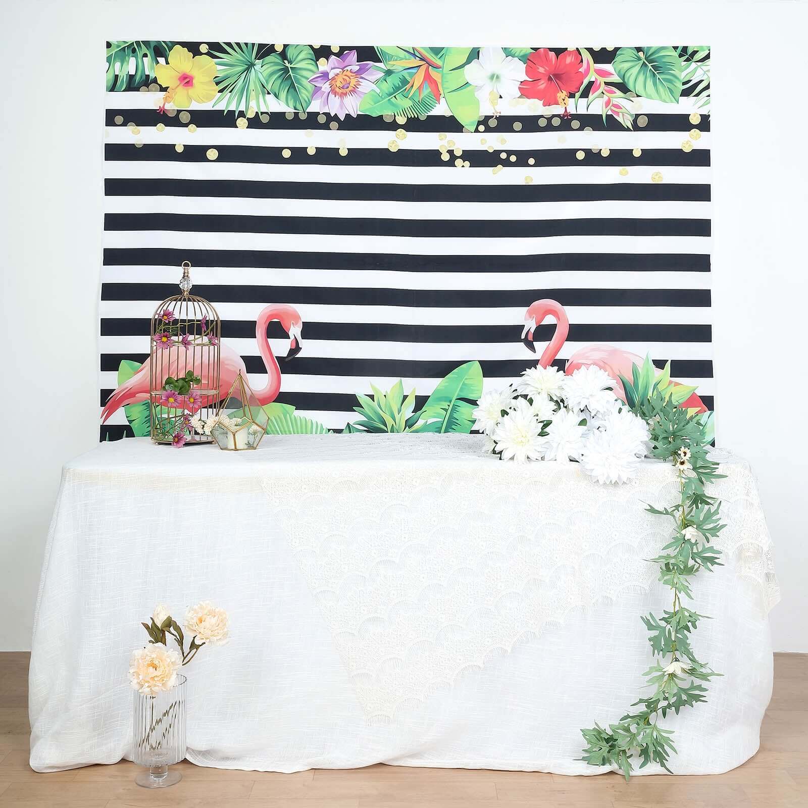 Pink Flamingo/Stripe Vinyl Photo Shoot Backdrop Banner 5ftx7ft - Image 11