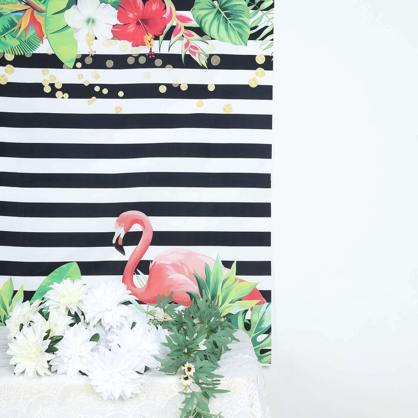 Pink Flamingo/Stripe Vinyl Photo Shoot Backdrop Banner 5ftx7ft - Image 2