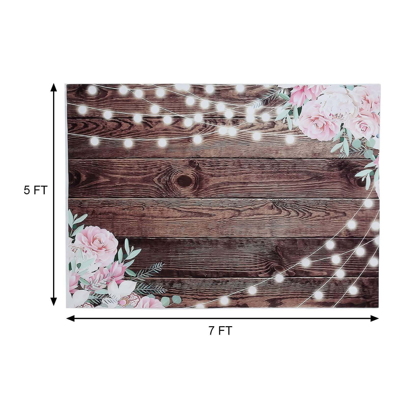 Rustic Wood and String Lights Print Vinyl Photography Backdrop 5ftx7ft - Image 3