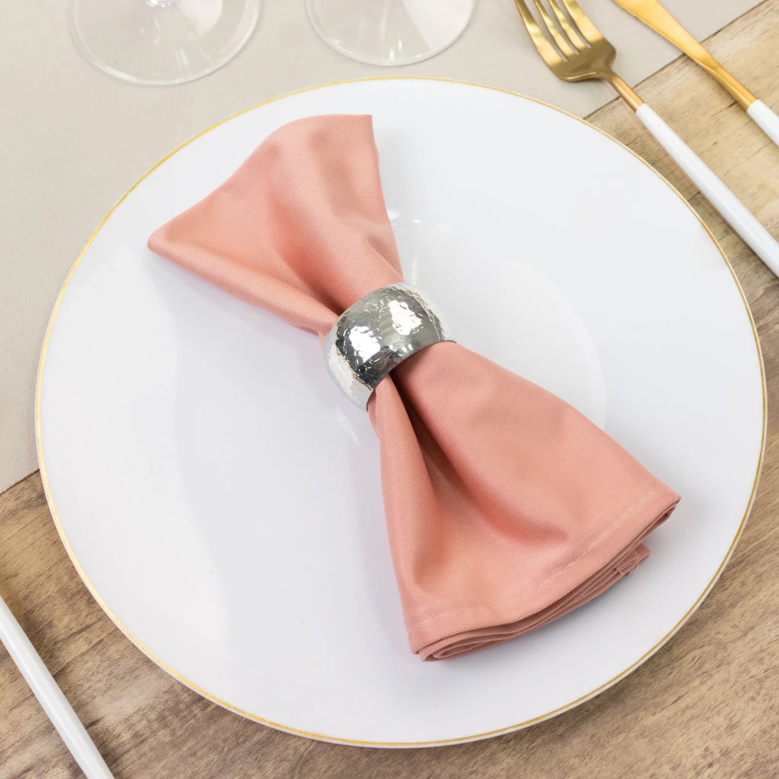 5 Pack Scuba Cloth Napkins – 17"x17" Dusty Rose, Wrinkle-Free & Reusable Table Napkins - Image 9