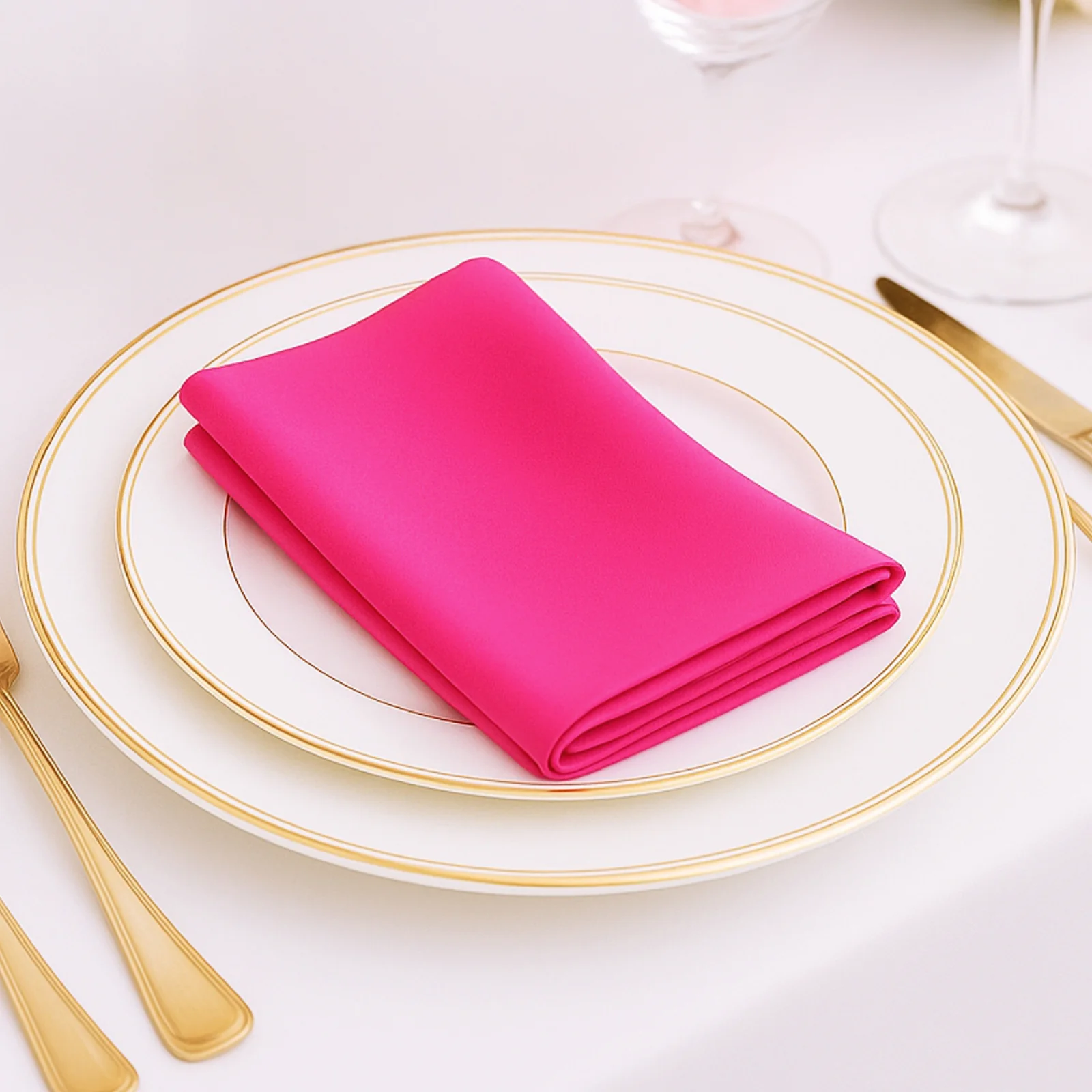 5 Pack Scuba Cloth Napkins – 17"x17" Fuchsia, Wrinkle-Free & Reusable Table Napkins