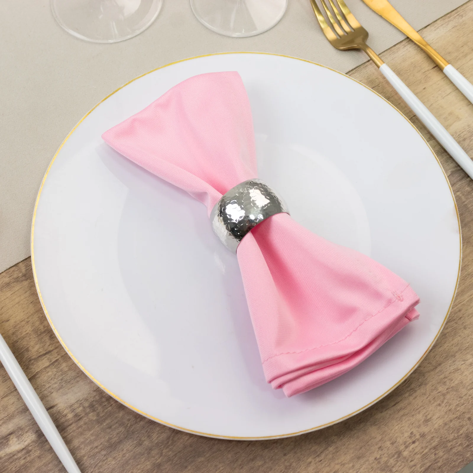 5 Pack Scuba Cloth Napkins – 17"x17" Pink, Wrinkle-Free & Reusable Table Napkins - Image 7