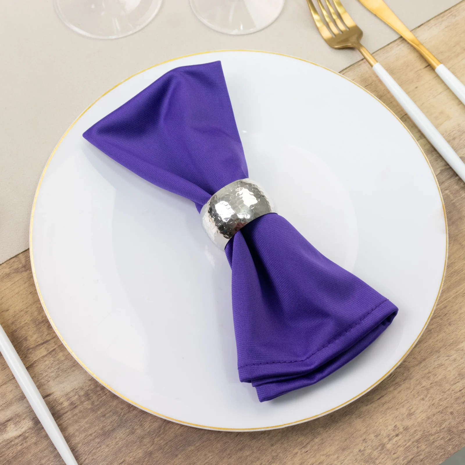 5 Pack Scuba Cloth Napkins – 17"x17" Purple, Wrinkle-Free & Reusable Table Napkins - Image 9