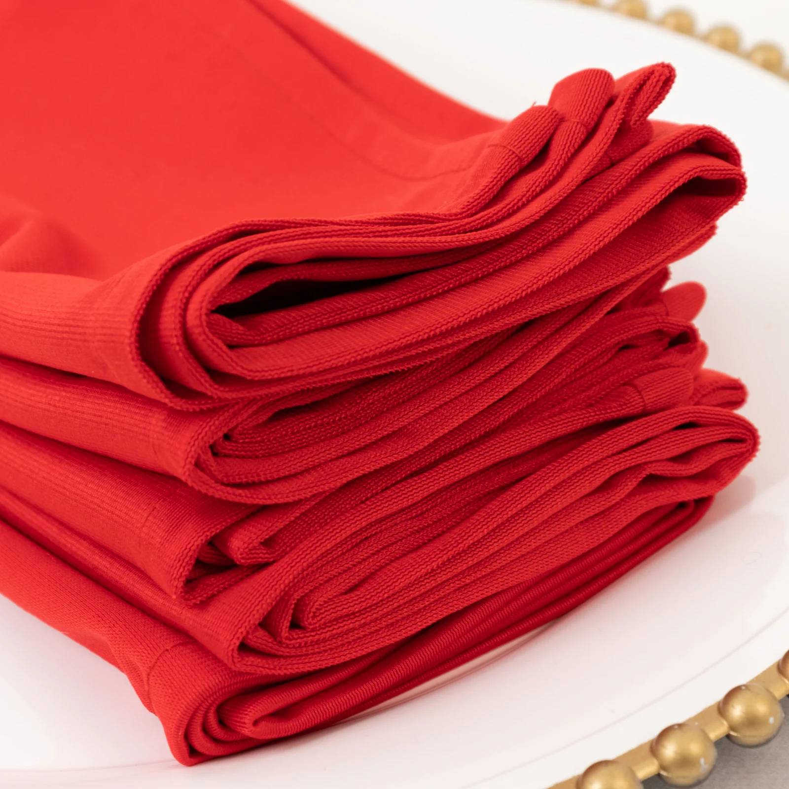 5 Pack Scuba Cloth Napkins – 17"x17" Red, Wrinkle-Free & Reusable Table Napkins - Image 2