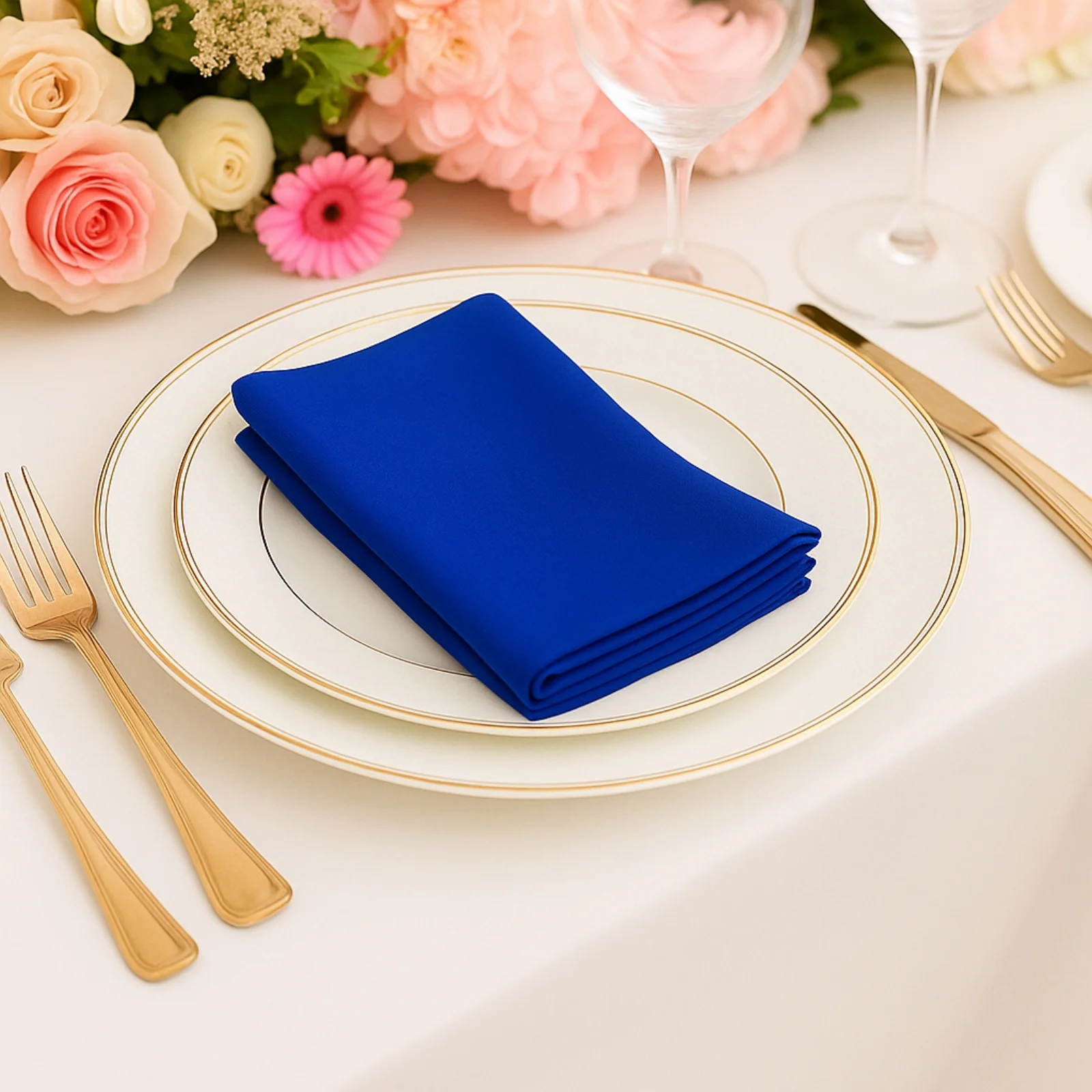 5 Pack Scuba Cloth Napkins – 17"x17" Royal Blue, Wrinkle-Free & Reusable Table Napkins
