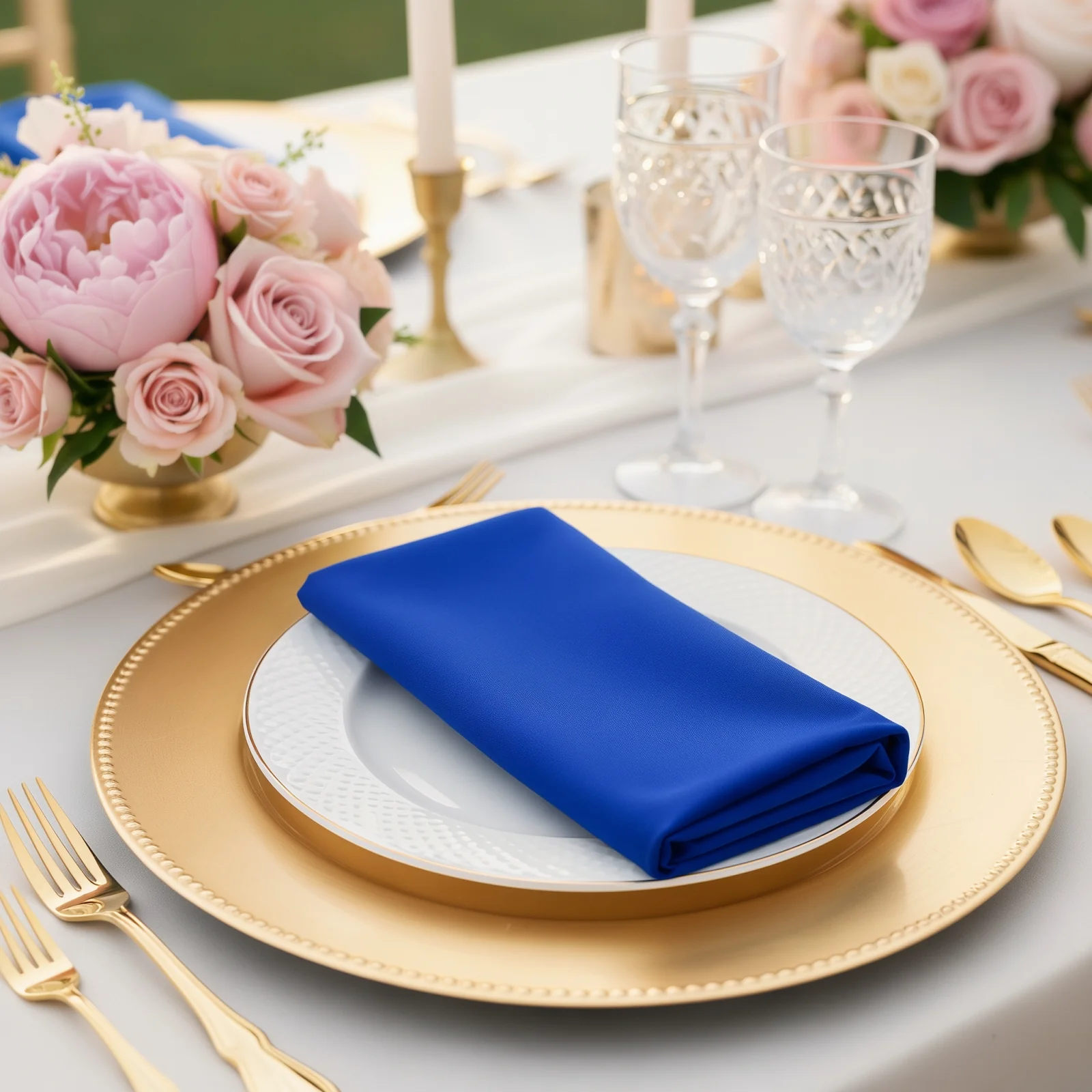 5 Pack Scuba Cloth Napkins – 17"x17" Royal Blue, Wrinkle-Free & Reusable Table Napkins - Image 6