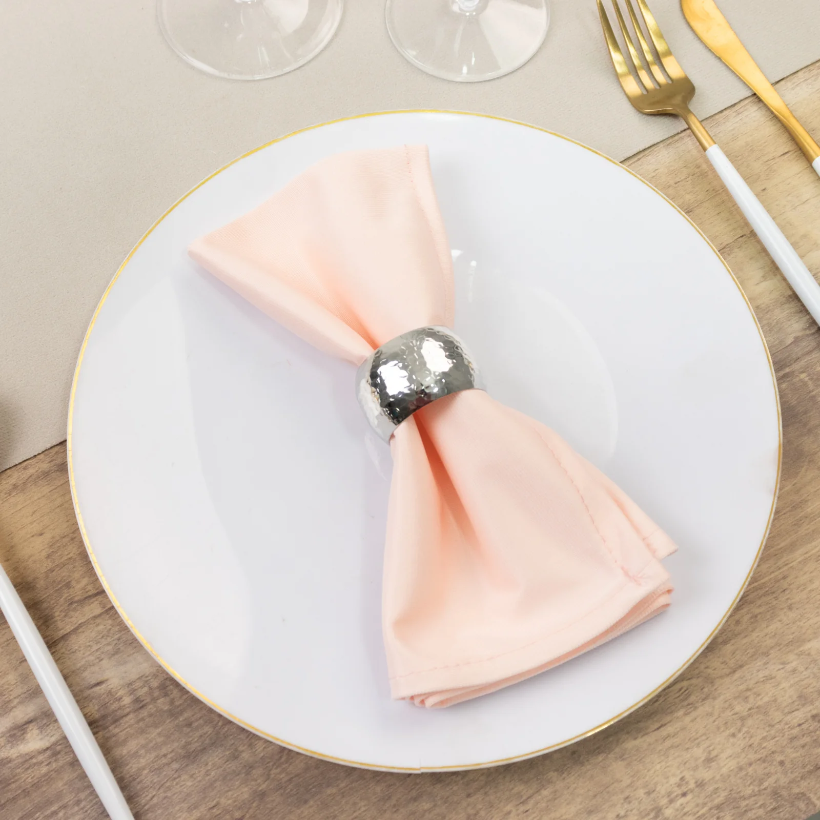 5 Pack Scuba Cloth Napkins – 17"x17" Blush, Wrinkle-Free & Reusable Table Napkins - Image 9
