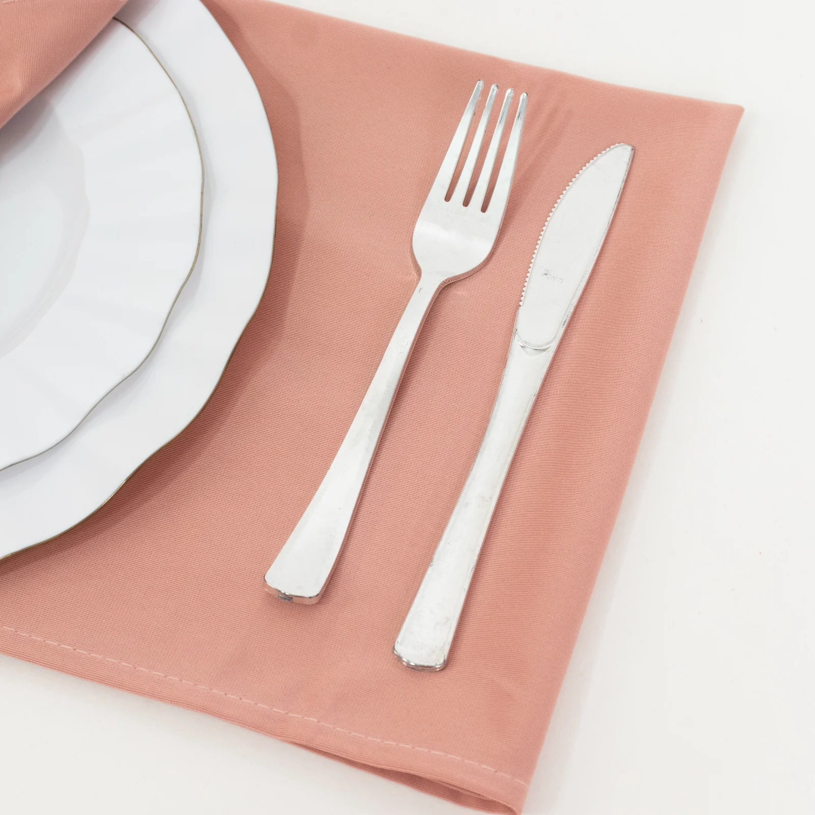 5 Pack Scuba Napkins 20"x20" Dusty Rose - Wrinkle-Free & Reusable Cloth Napkins - Image 2