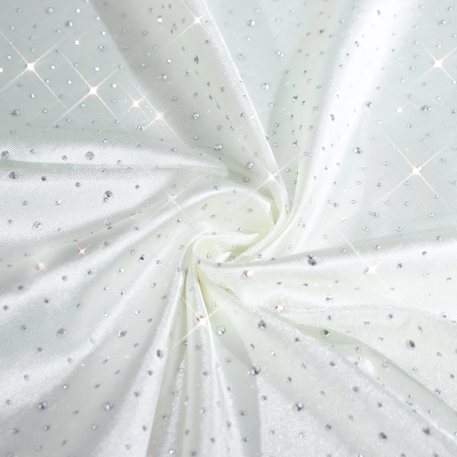 5-Pack Scuba Polyester Napkins with Rhinestone Accents – Pearl White 20"x20" Wrinkle-Free Reusable Cloth Napkins - Image 7