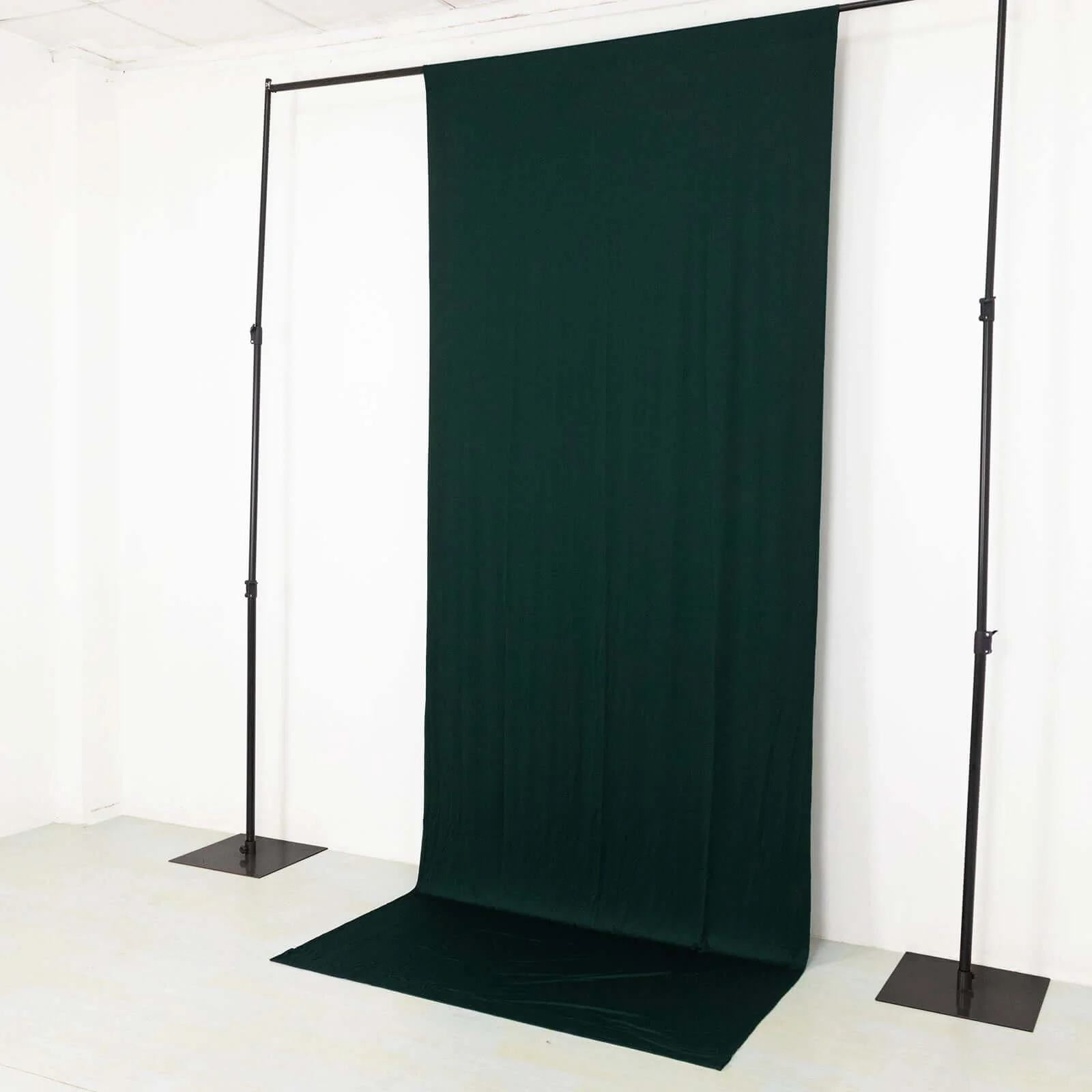 Hunter Emerald Green 4-Way Stretch Spandex Backdrop Drape Curtain, Wrinkle Free Event Divider Panel with Rod Pockets - 5ftx12ft - Image 2