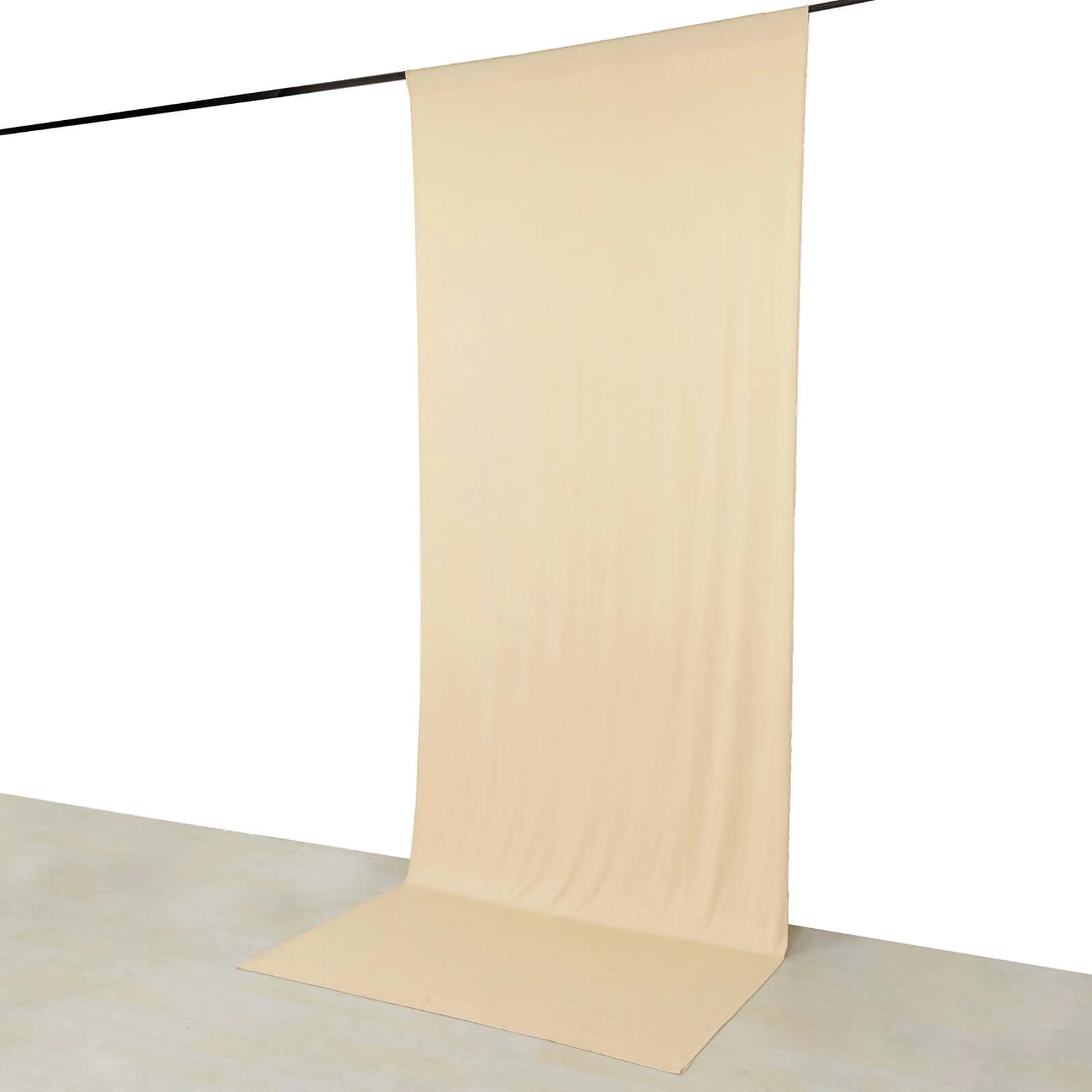Beige 4-Way Stretch Spandex Backdrop Drape Curtain, Wrinkle Free Event Divider Panel with Rod Pockets - 5ftx12ft - Image 3