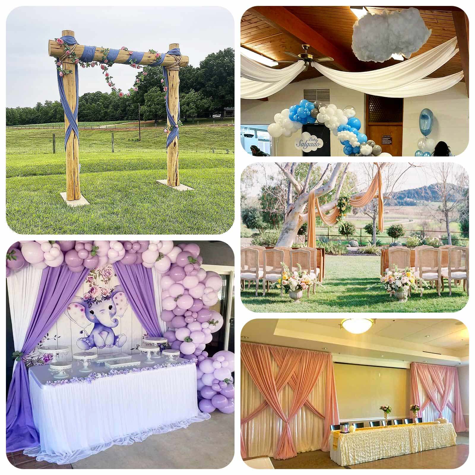 Beige 4-Way Stretch Spandex Backdrop Drape Curtain, Wrinkle Free Event Divider Panel with Rod Pockets - 5ftx12ft - Image 5