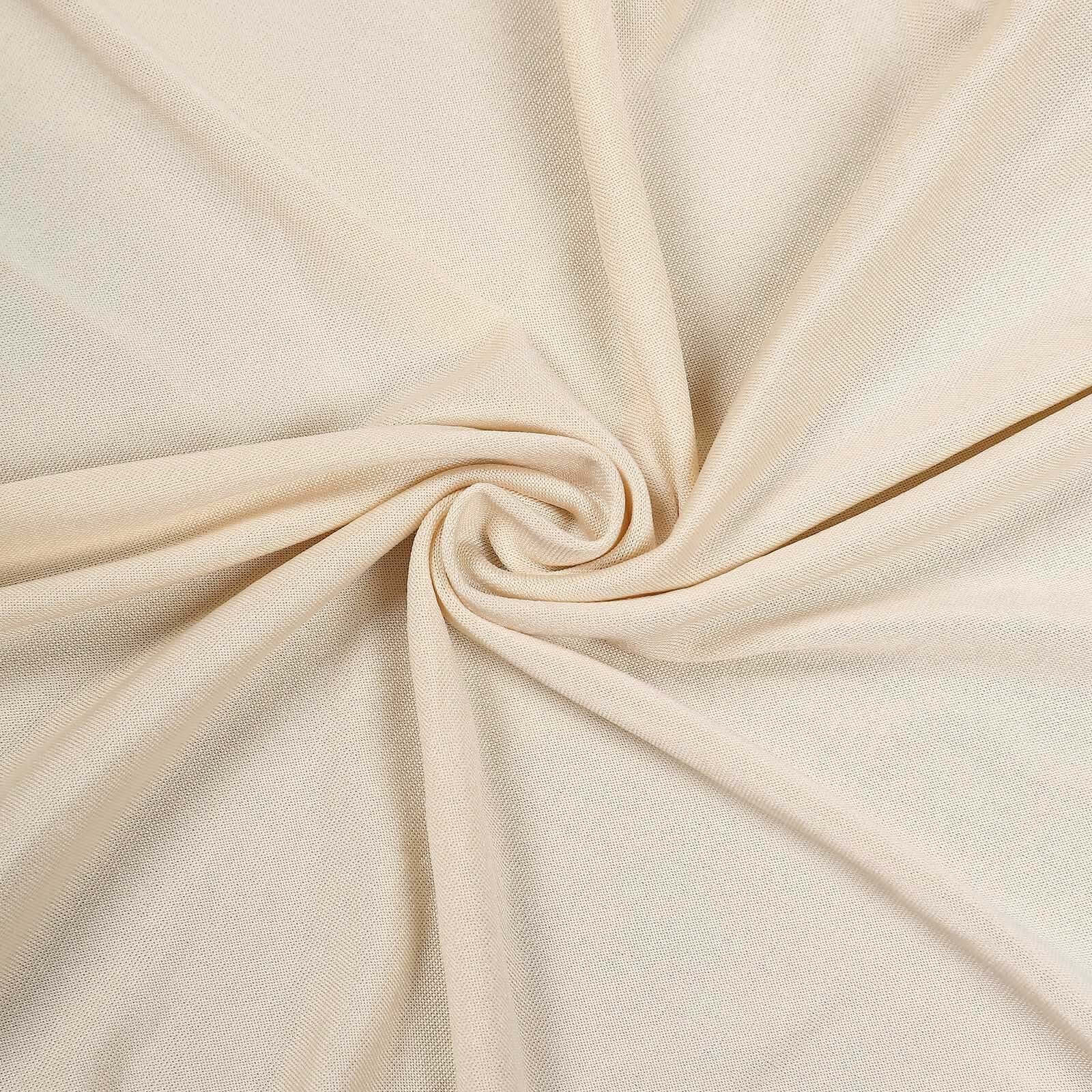 Beige 4-Way Stretch Spandex Backdrop Drape Curtain, Wrinkle Free Event Divider Panel with Rod Pockets - 5ftx12ft - Image 8