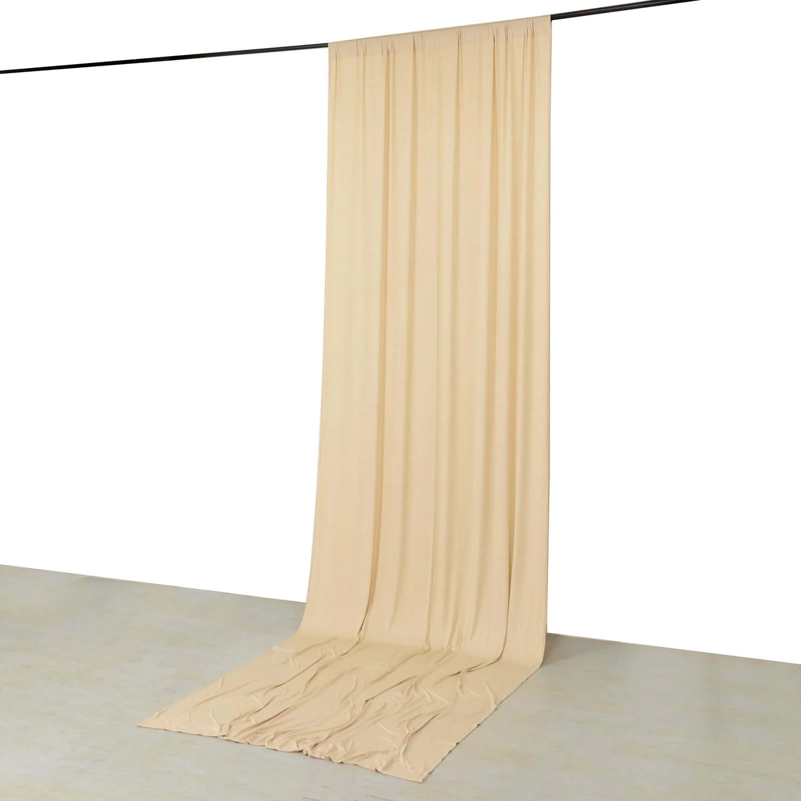 Beige 4-Way Stretch Spandex Backdrop Drape Curtain, Wrinkle Free Event Divider Panel with Rod Pockets - 5ftx14ft - Image 6