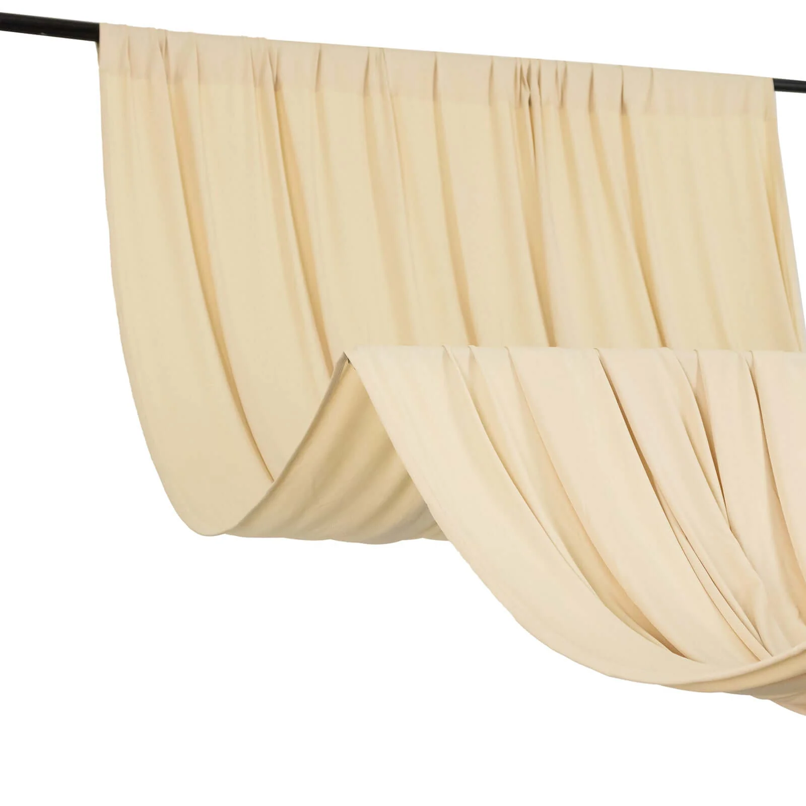 Beige 4-Way Stretch Spandex Backdrop Drape Curtain, Wrinkle Free Event Divider Panel with Rod Pockets - 5ftx14ft - Image 8
