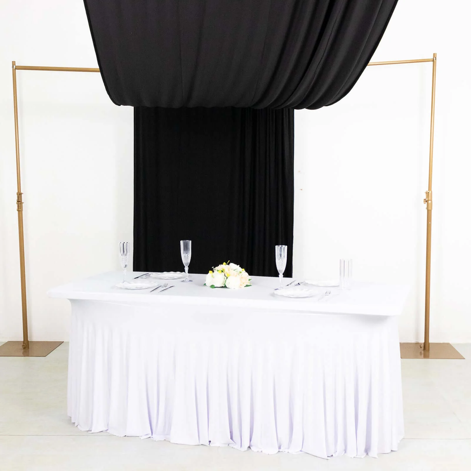 Black 4-Way Stretch Spandex Backdrop Drape Curtain, Wrinkle Free Event Divider Panel with Rod Pockets - 5ftx18ft - Image 6