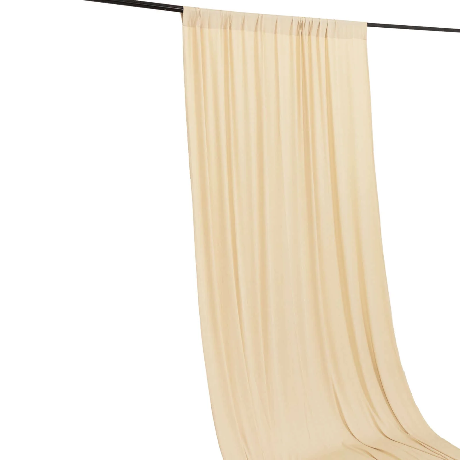 Beige 4-Way Stretch Spandex Backdrop Drape Curtain, Wrinkle Free Event Divider Panel with Rod Pockets - 5ftx18ft - Image 6
