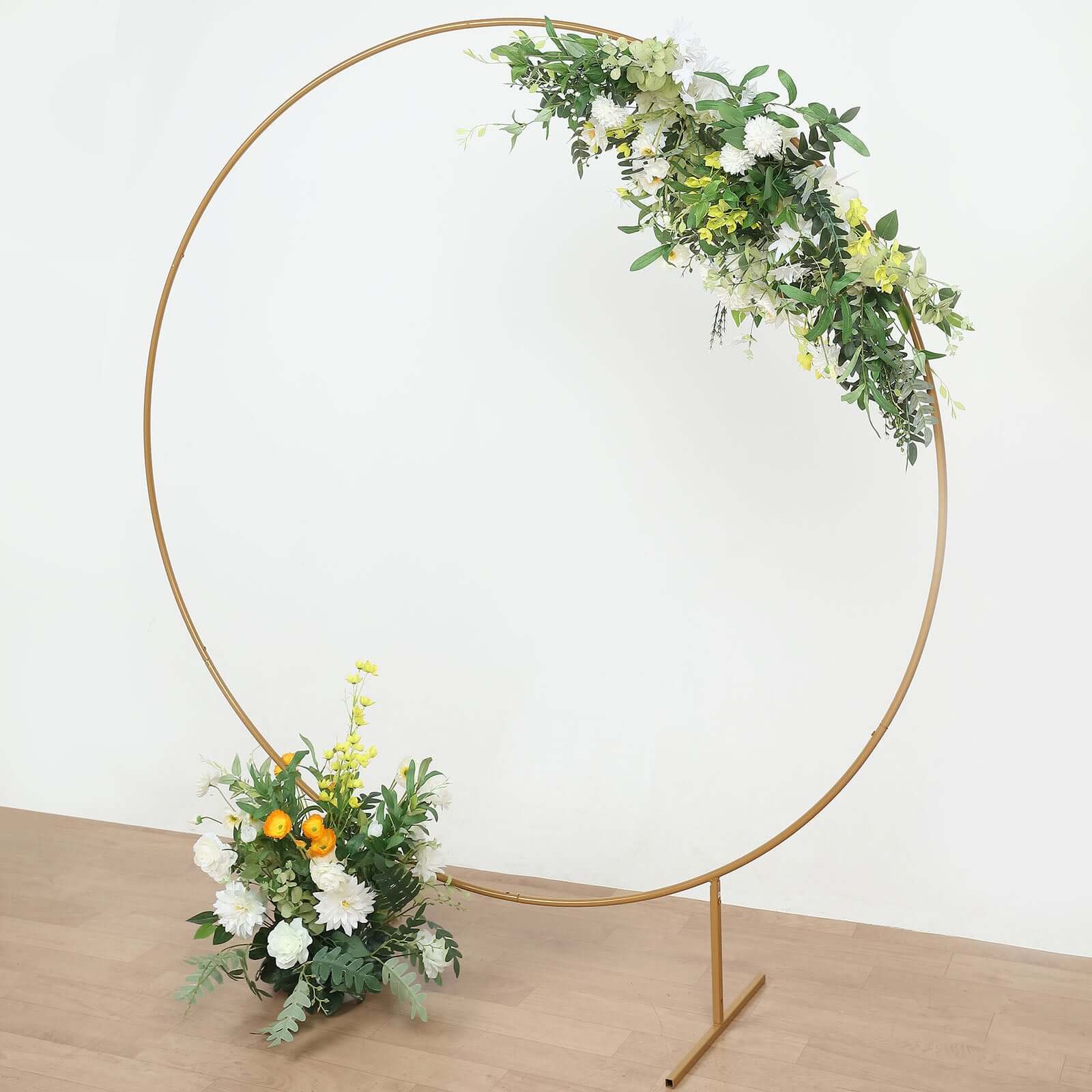 Gold Metal Floral Balloon Garland Hoop, Round Backdrop Frame, Circle Wedding Arch 6.5ft - Image 7