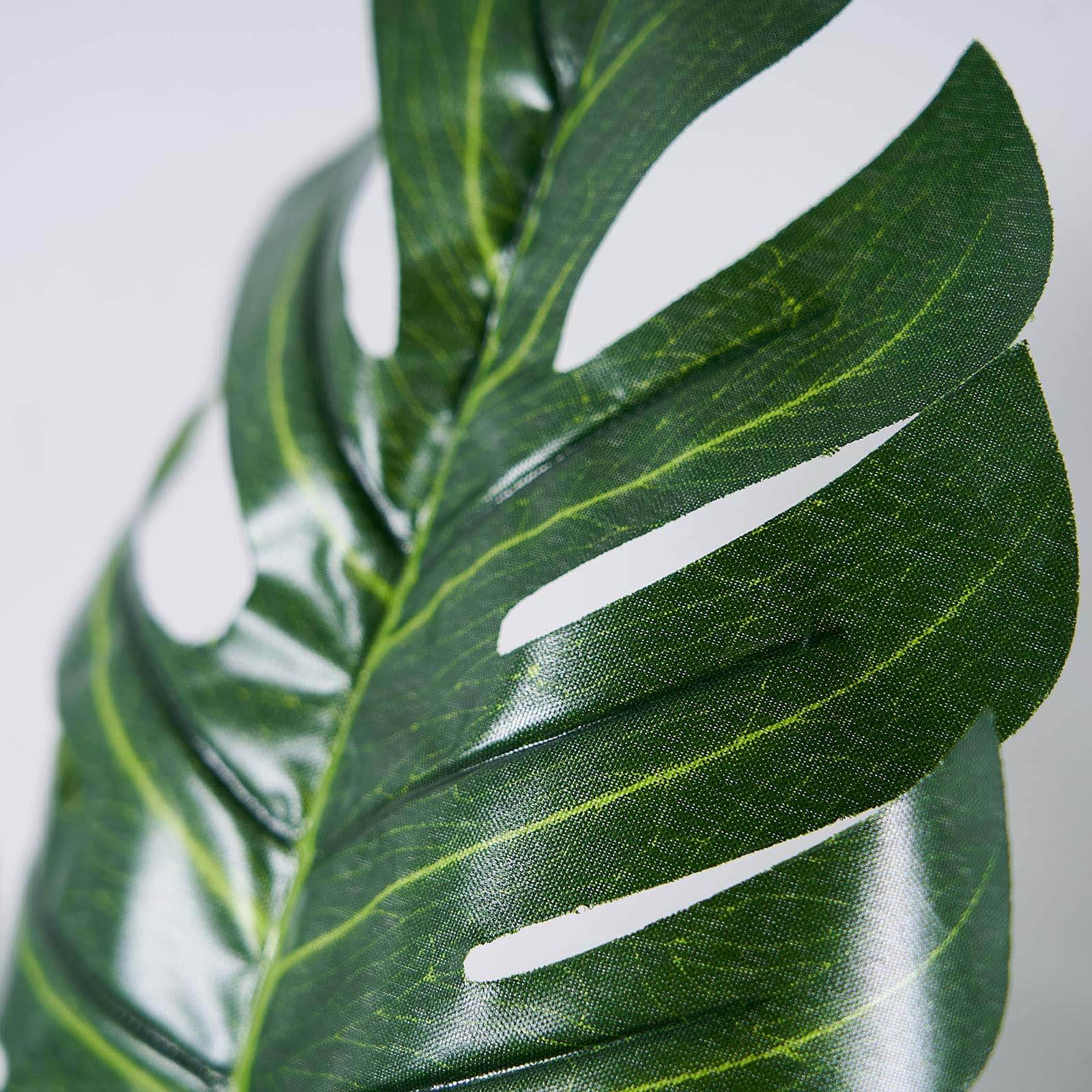 6 Stems Assorted Green Artificial Silk Tropical Monstera Leaf Plants - Image 5