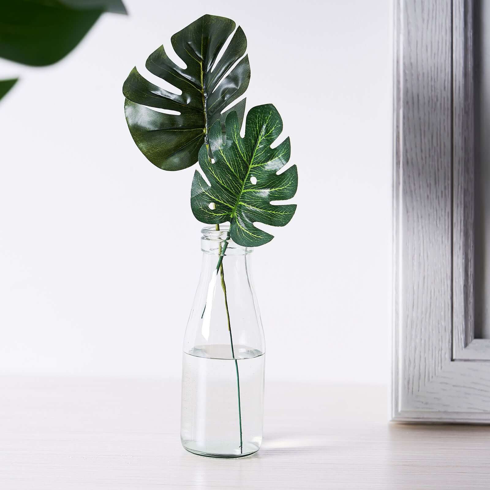 6 Stems Assorted Green Artificial Silk Tropical Monstera Leaf Plants - Image 7