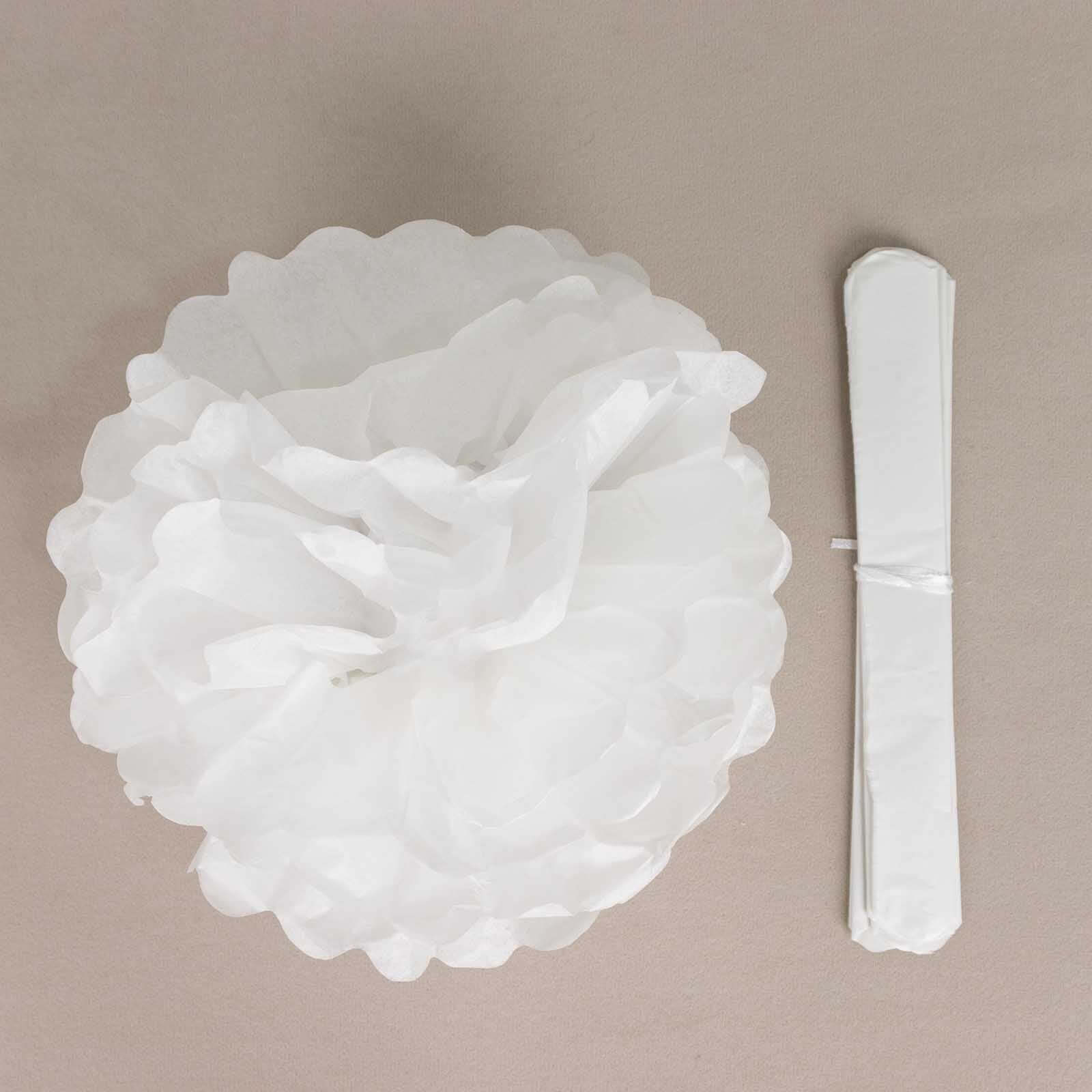 6 Pack White Tissue Paper Pom Poms Flower Balls, Ceiling Wall Hanging Decorations 10" - Image 8