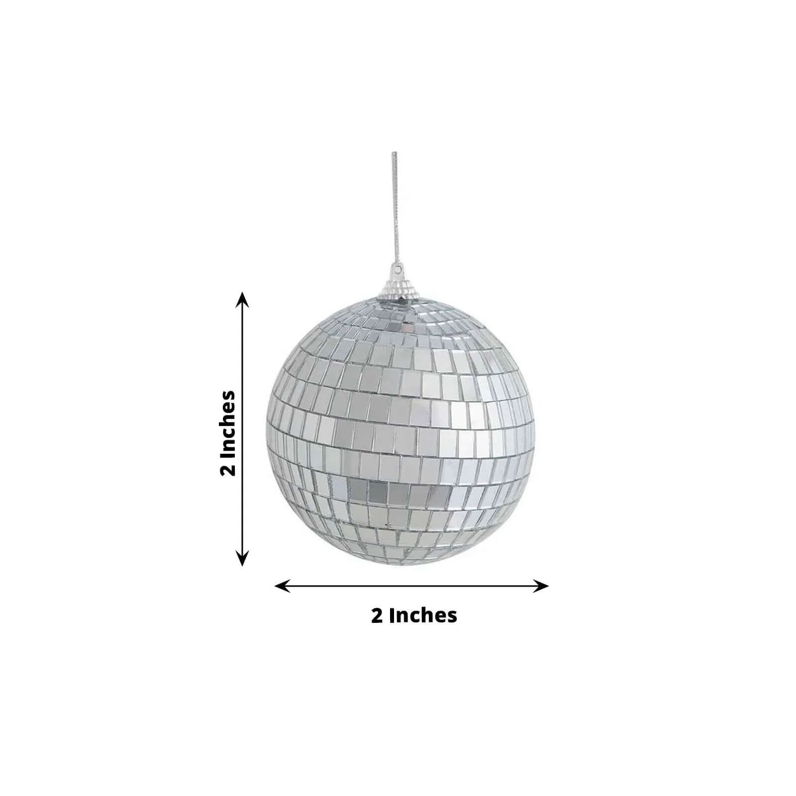 6 Pack Silver Foam Disco Mirror Ball With Hanging Strings, Holiday Christmas Ornaments 2" - Image 3