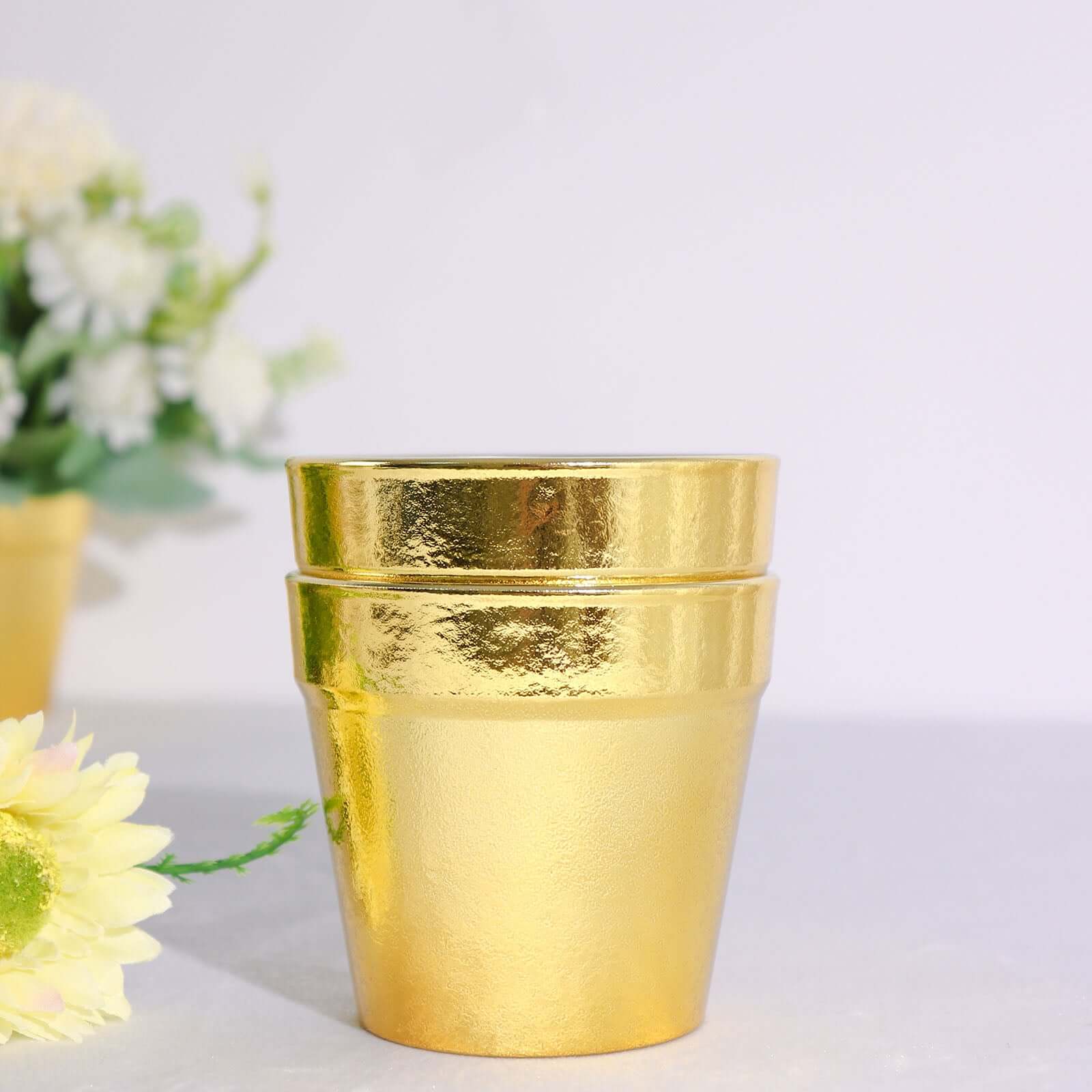 6 Pack Gold Plastic Party Favor Bucket-Containers, Mini Succulent Nursery Planters, Flower Pot Crafts 3" - Image 10