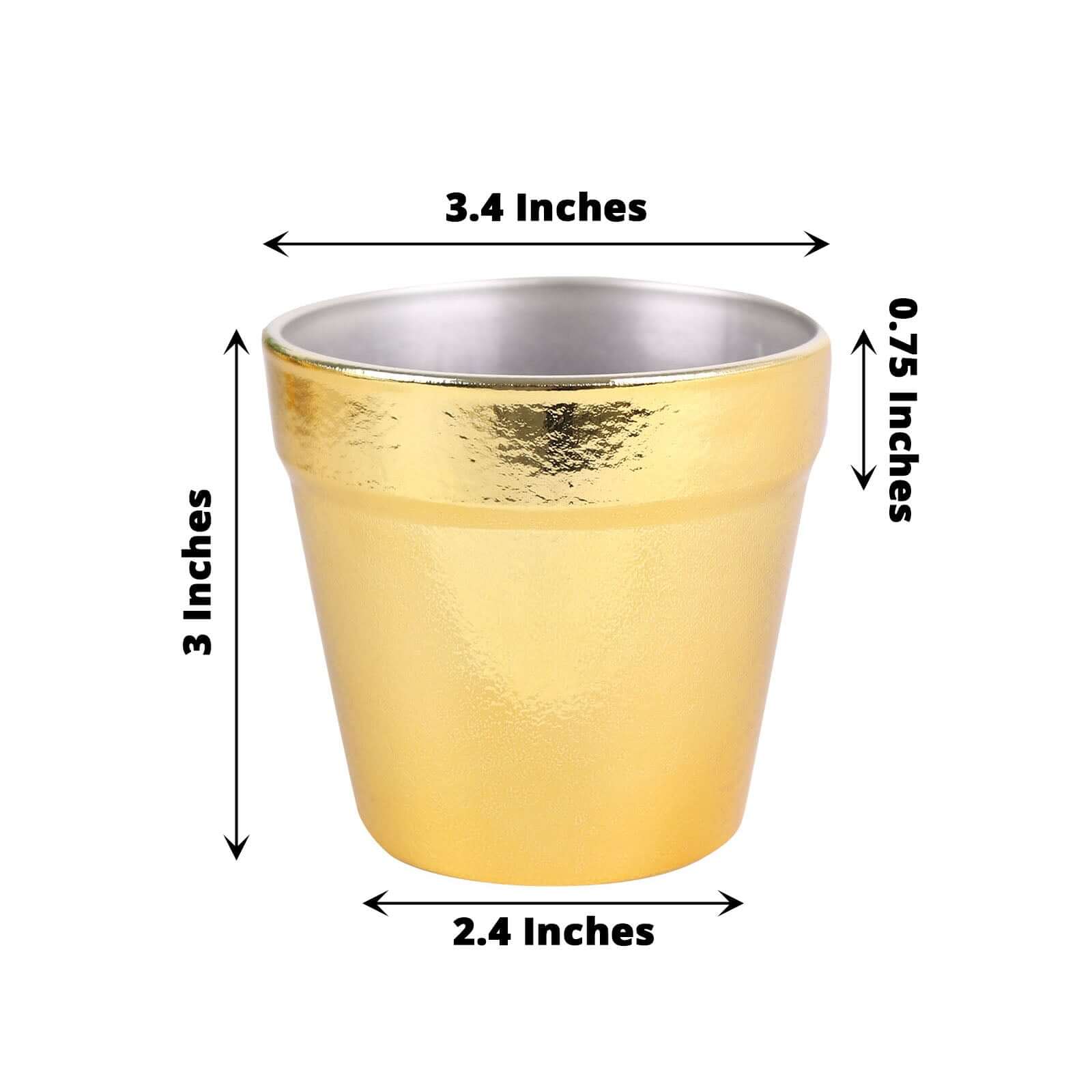 6 Pack Gold Plastic Party Favor Bucket-Containers, Mini Succulent Nursery Planters, Flower Pot Crafts 3" - Image 3