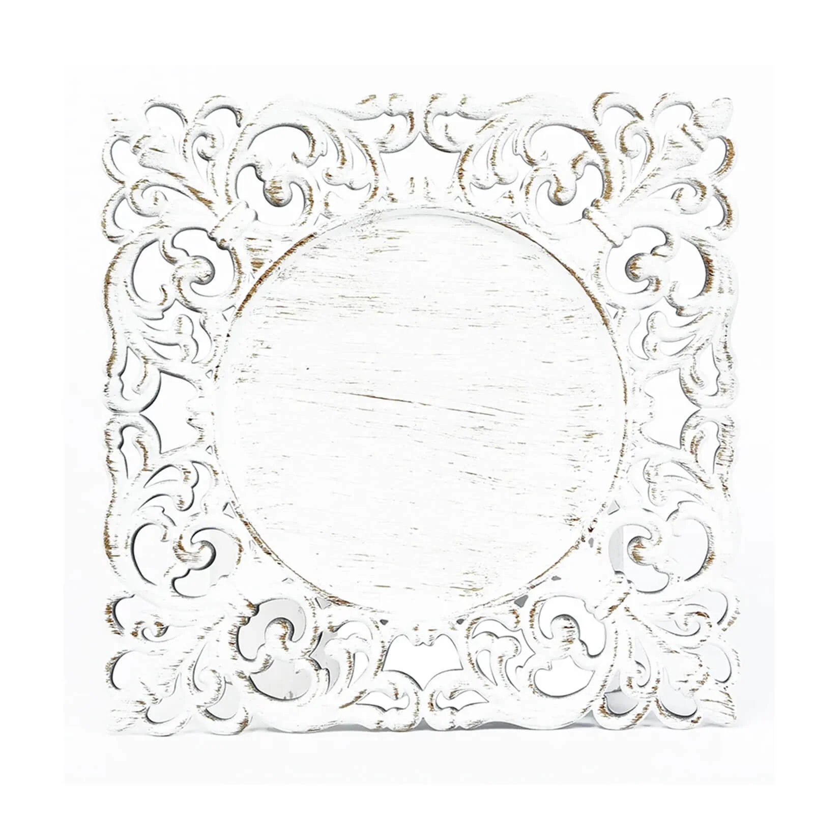 6-Pack Acrylic Charger Plates 12" Square Antique White with Hollow Lace Border - Event Tabletop Decorative Charger Tableware - Image 6