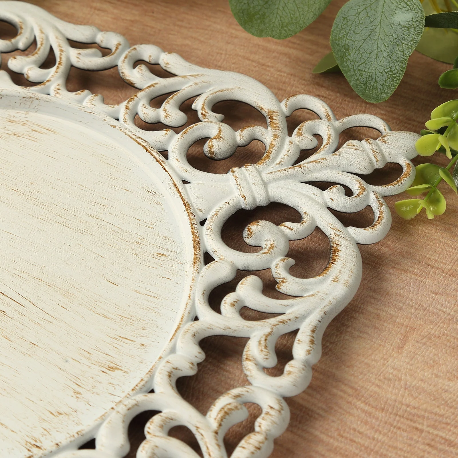 6-Pack Acrylic Charger Plates 12" Square Antique White with Hollow Lace Border - Event Tabletop Decorative Charger Tableware - Image 8