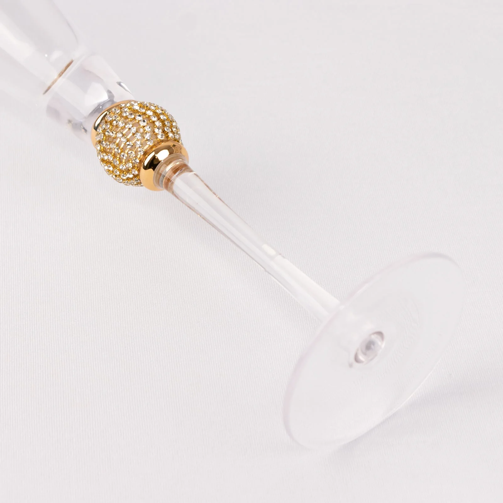 6-Pack Clear Champagne Flute Glasses 6oz Gold Rim Design with Studded Rhinestones 11" - Long Stem Crystal Glasses for Toasting & Cocktails - Image 2