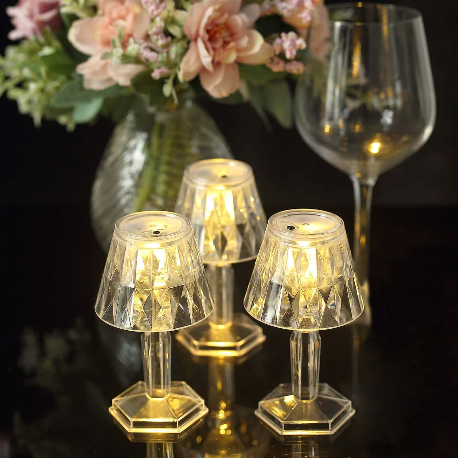 6-Pack Clear Crystal Acrylic LED Desk Lamps 4.5" Warm White Design - Decorative Accent Night Lights - Image 6