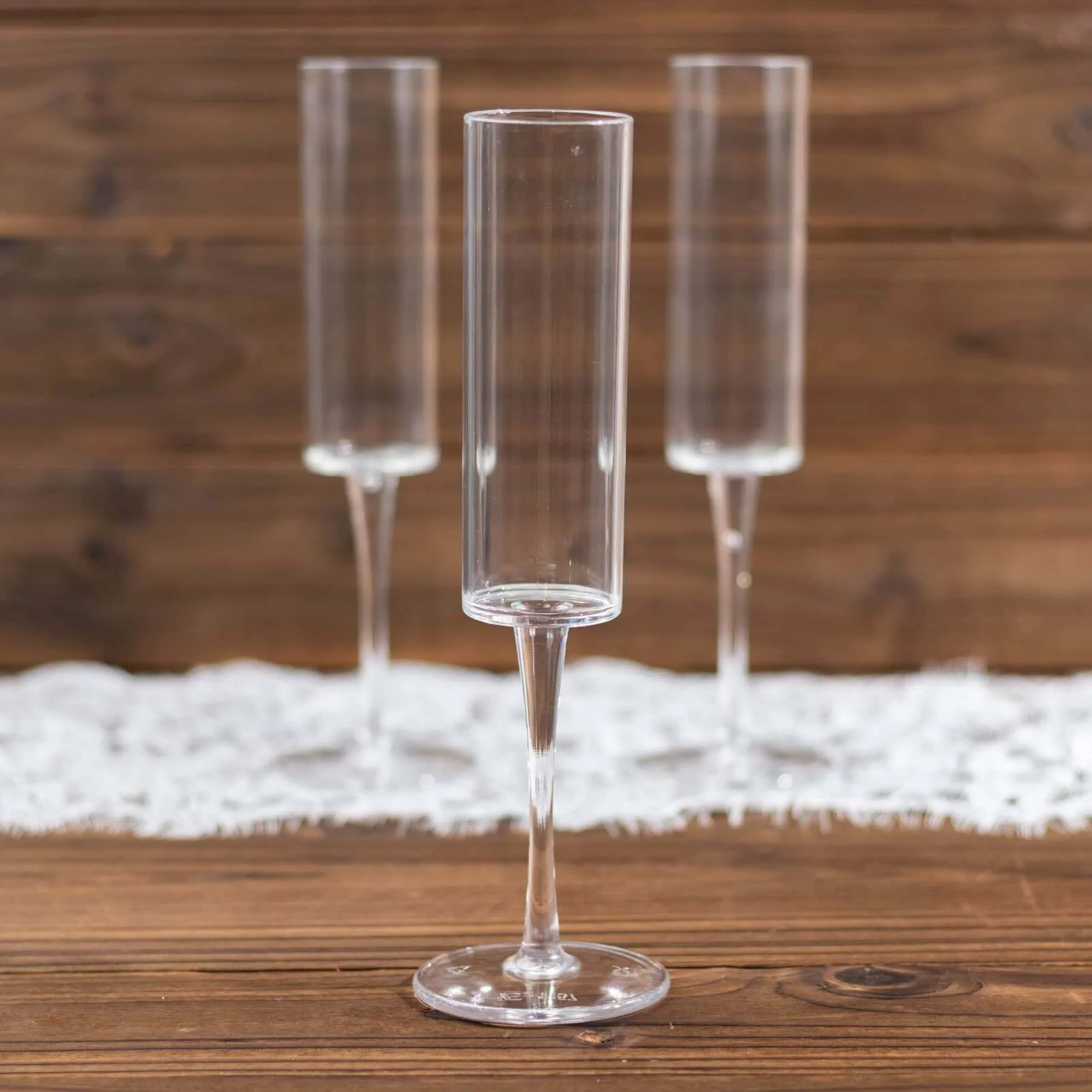 6-Pack Clear Plastic Champagne Flute Glasses 6oz, Cylindrical Shape with Long Stems - Reusable Wine Mimosa Goblets 9.5" Tall - Image 7