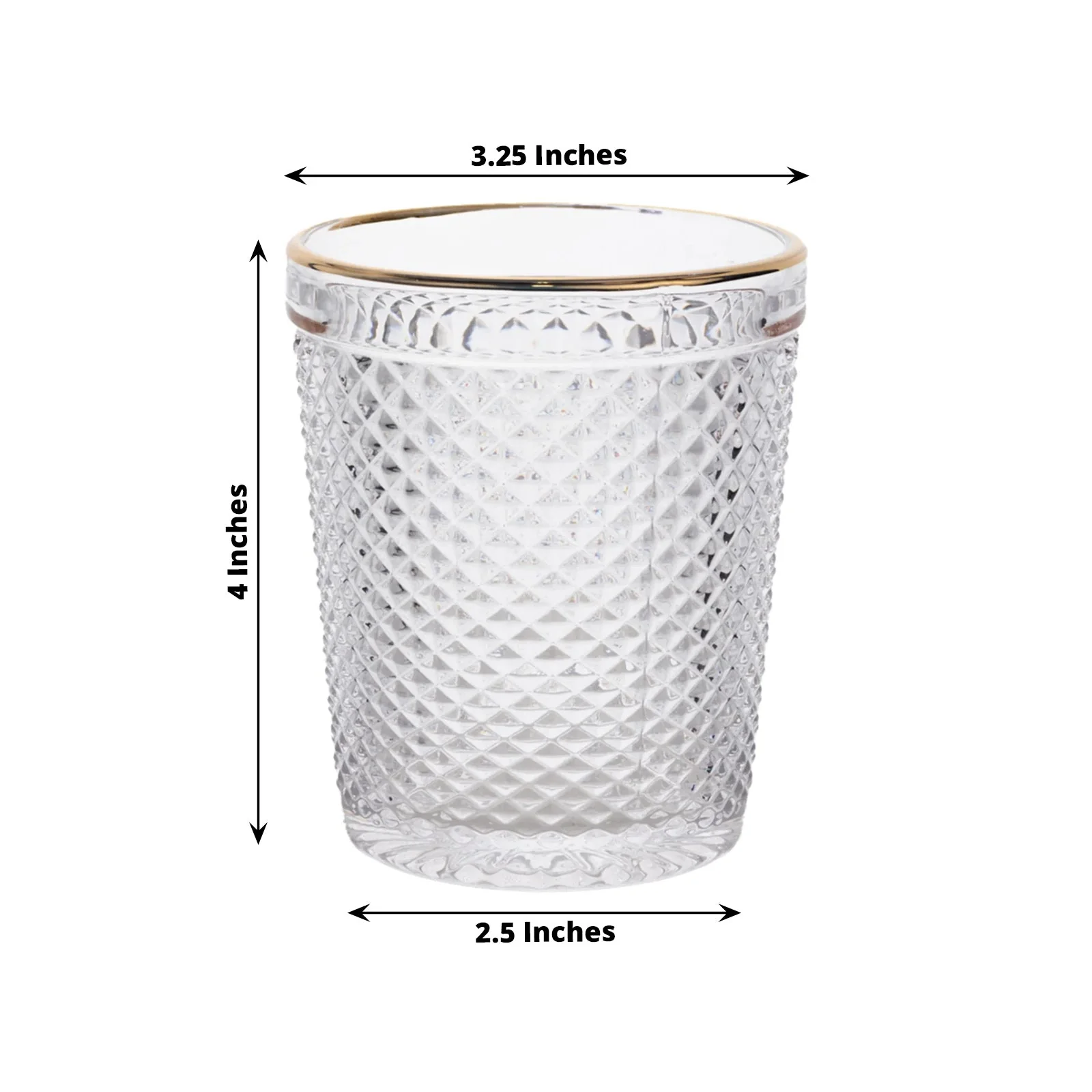 6-Pack Clear Tumbler Glasses 11oz Hobnail Design with Gold Rim 4" - Vintage Glassware for Whiskey, Water & Cocktails - Image 3