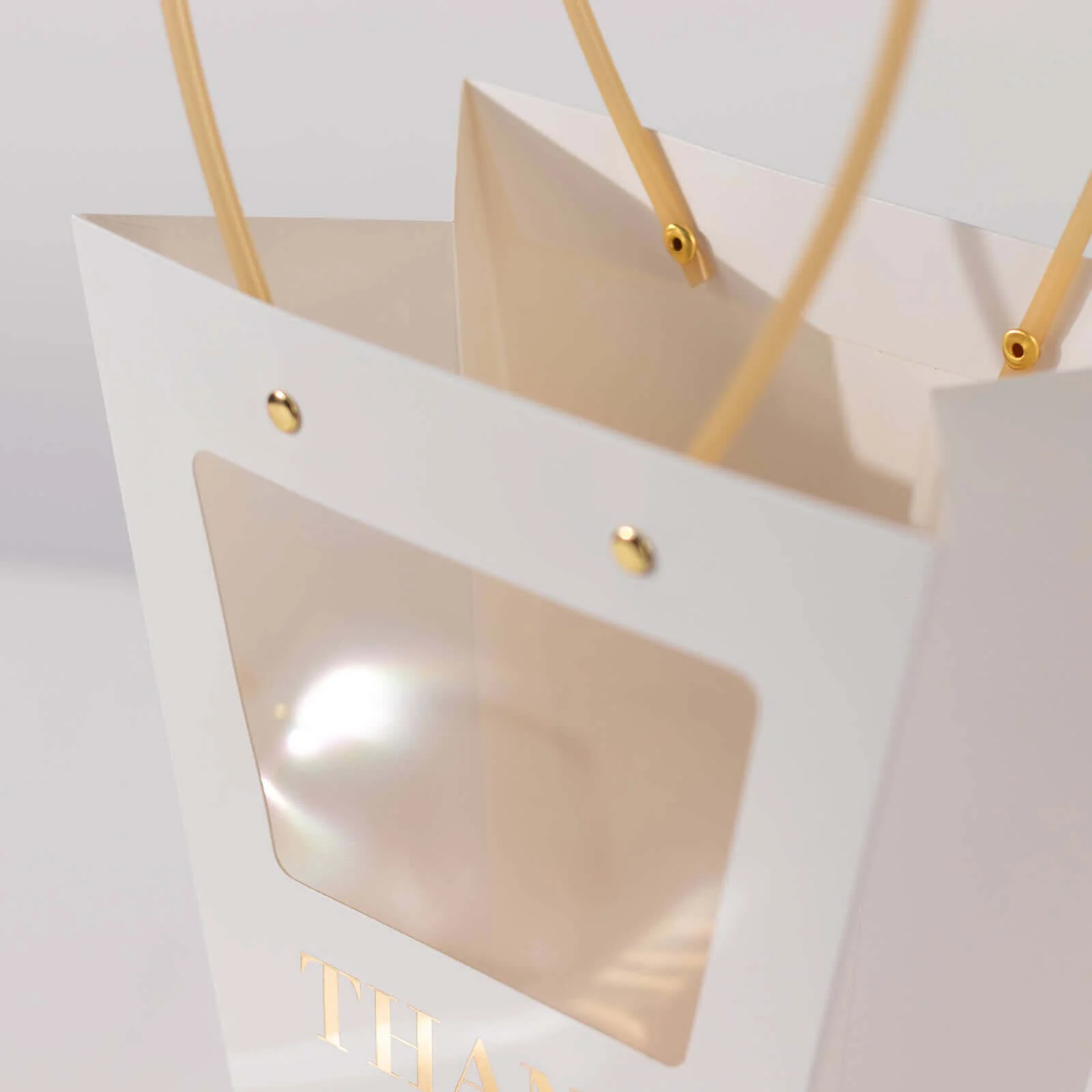 6 Pack Clear Window White Paper Flower Gift Bags With Handles, Transparent Thank You Party Favor Tote Bags in Trapezium Shape - 8"x10" - Image 12