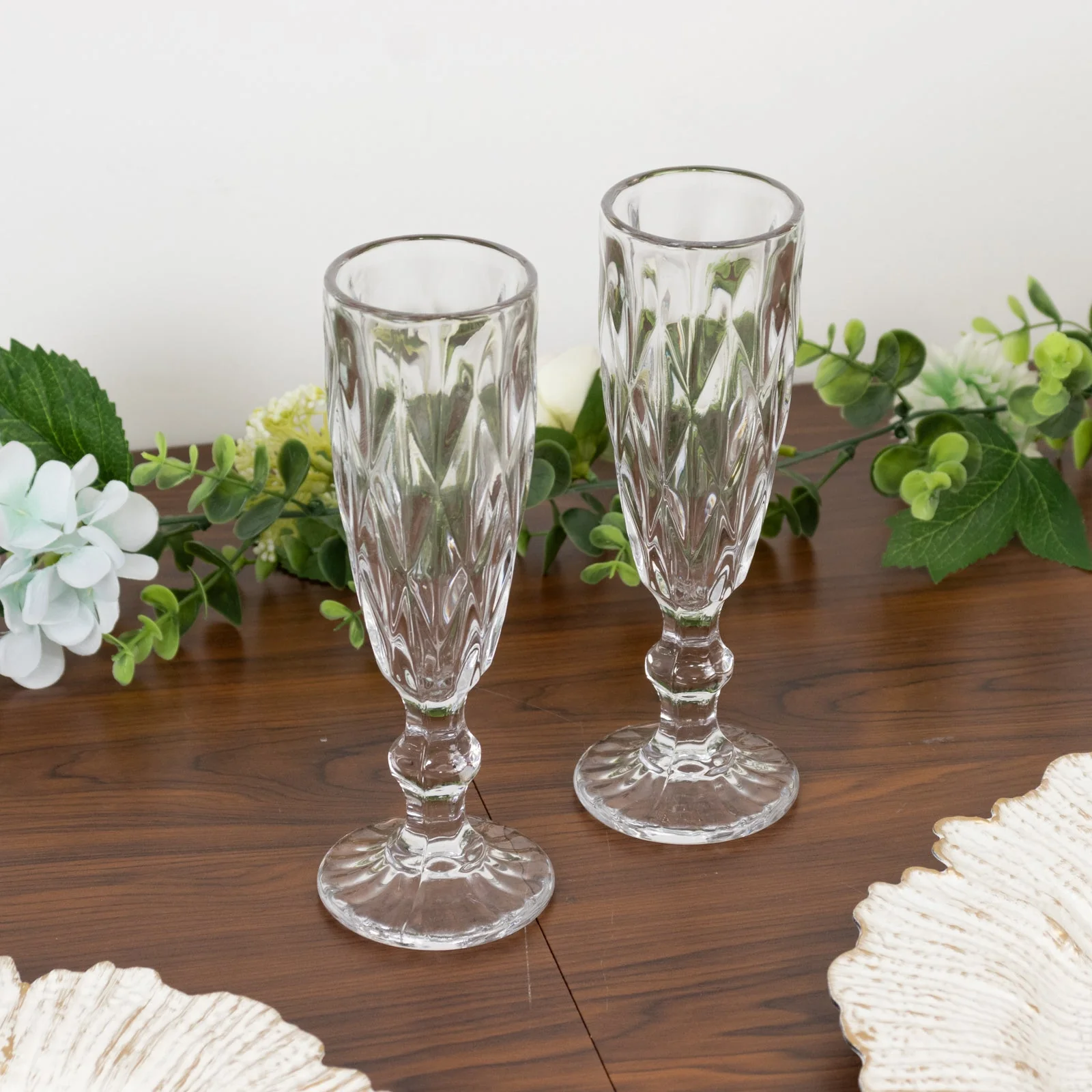 6-Pack Crystal Cut Champagne Flute Glasses 6oz Textured Design Clear 8" - Wine Goblets for Toasts & Celebrations - Image 7