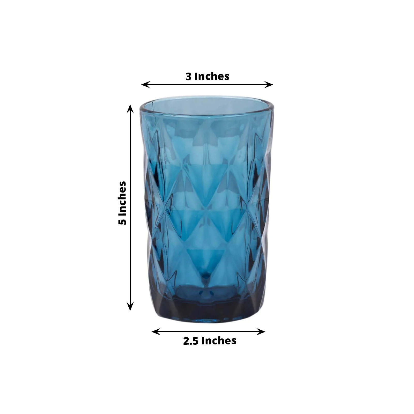 6-Pack Crystal Cut Whiskey Glasses 12oz Textured Design with Heavy Base Ocean Blue 5" - Highball Tumblers for Cocktails & Drinks - Image 3