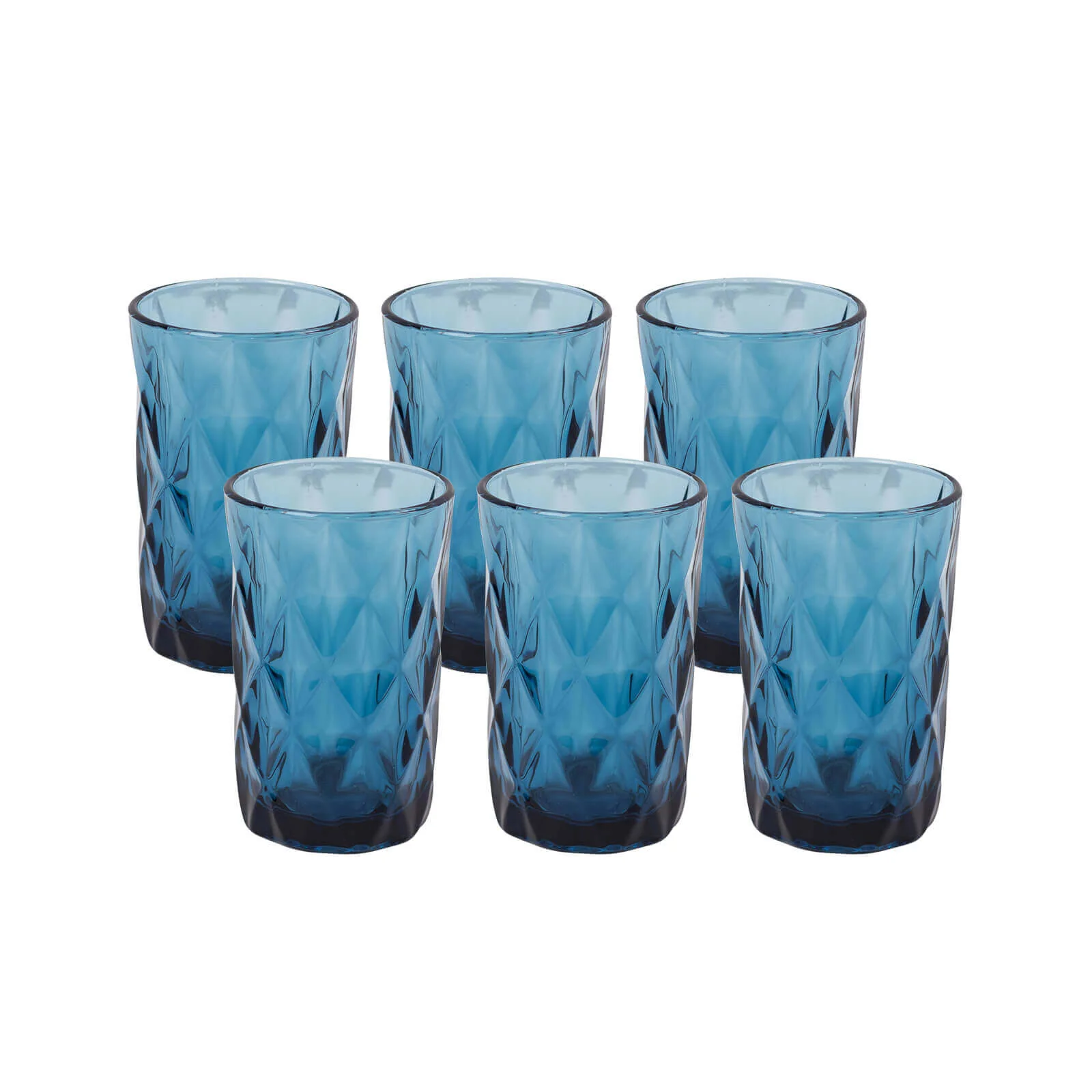 6-Pack Crystal Cut Whiskey Glasses 12oz Textured Design with Heavy Base Ocean Blue 5" - Highball Tumblers for Cocktails & Drinks - Image 6