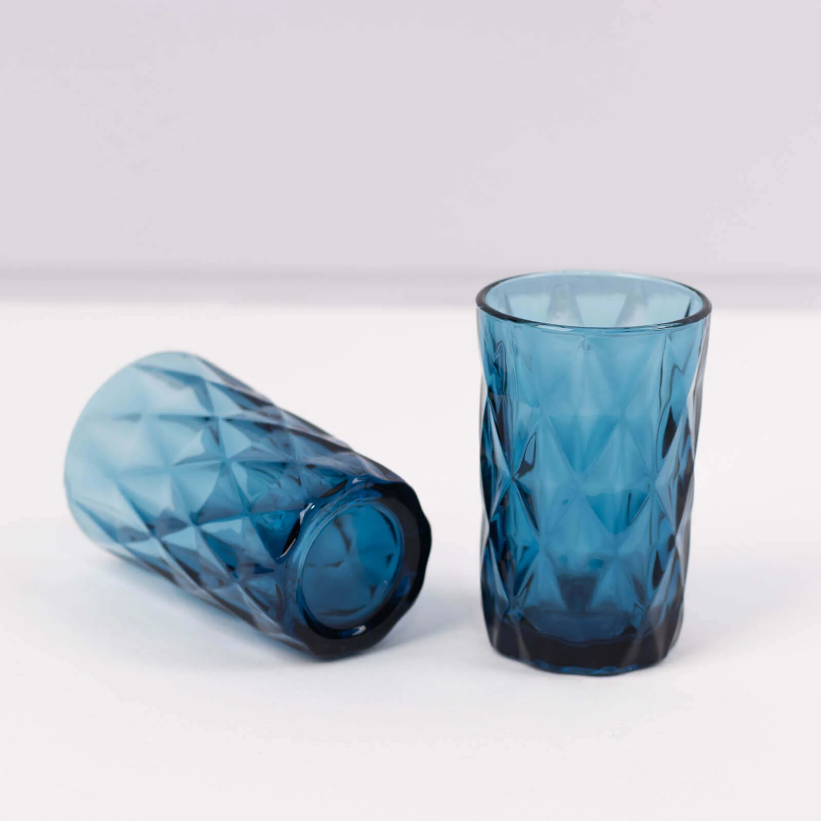 6-Pack Crystal Cut Whiskey Glasses 12oz Textured Design with Heavy Base Ocean Blue 5" - Highball Tumblers for Cocktails & Drinks - Image 7