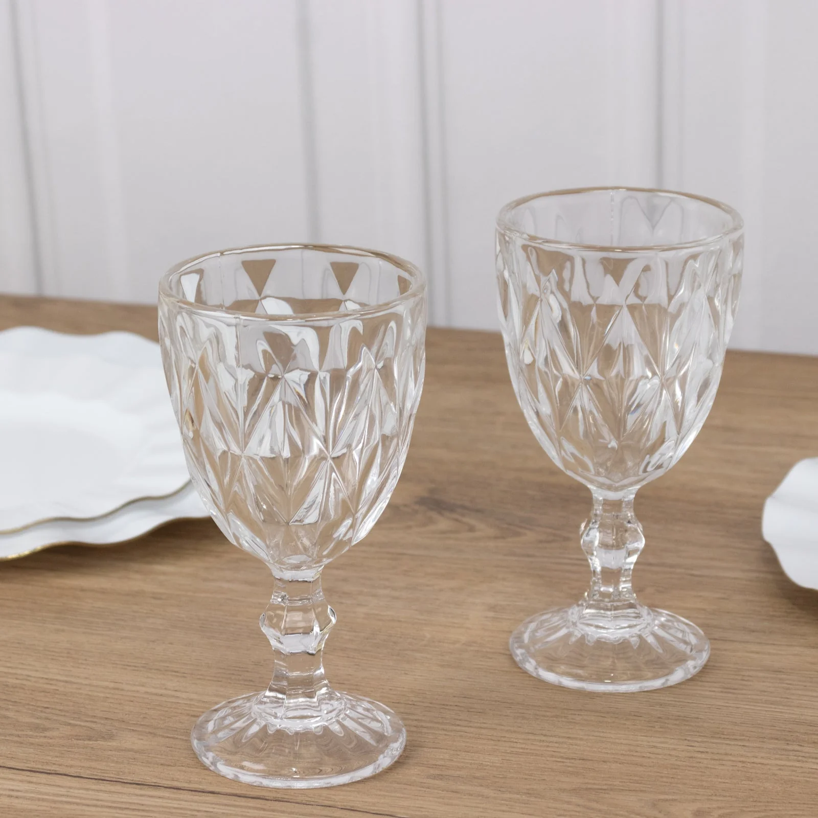 6-Pack Crystal Cut Wine Glasses 12oz Embossed Design Stemmed Clear 7" - Goblets for Cocktails & Drinks - Image 8