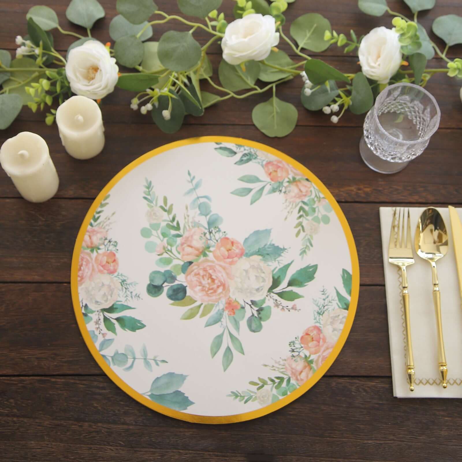 6-Pack Disposable Charger Plates in Floral Print 13" in White/Pink with Gold Rim - 700GSM Floral Paper Chargers for Classy & Convenient Dining - Image 10