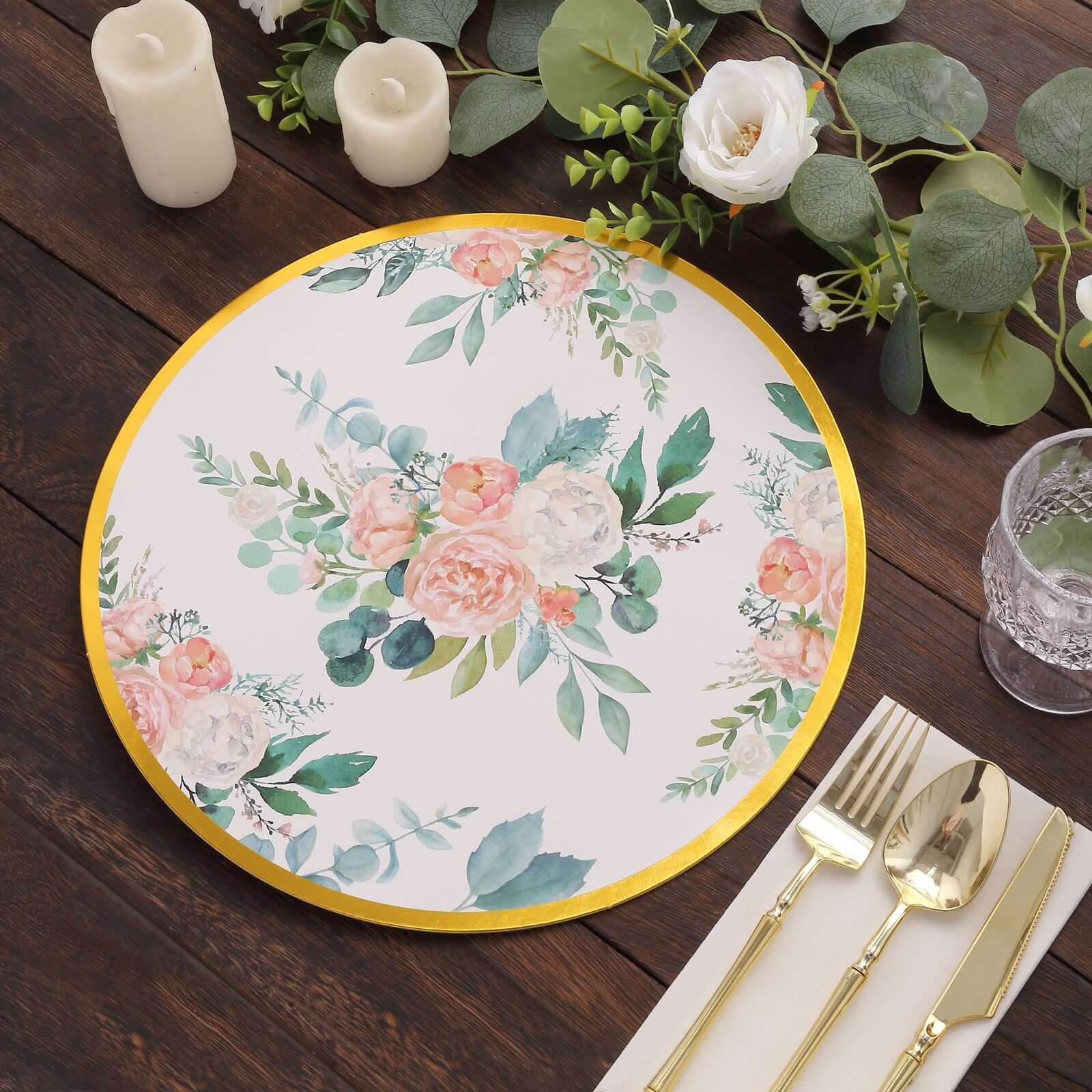 6-Pack Disposable Charger Plates in Floral Print 13" in White/Pink with Gold Rim - 700GSM Floral Paper Chargers for Classy & Convenient Dining - Image 11