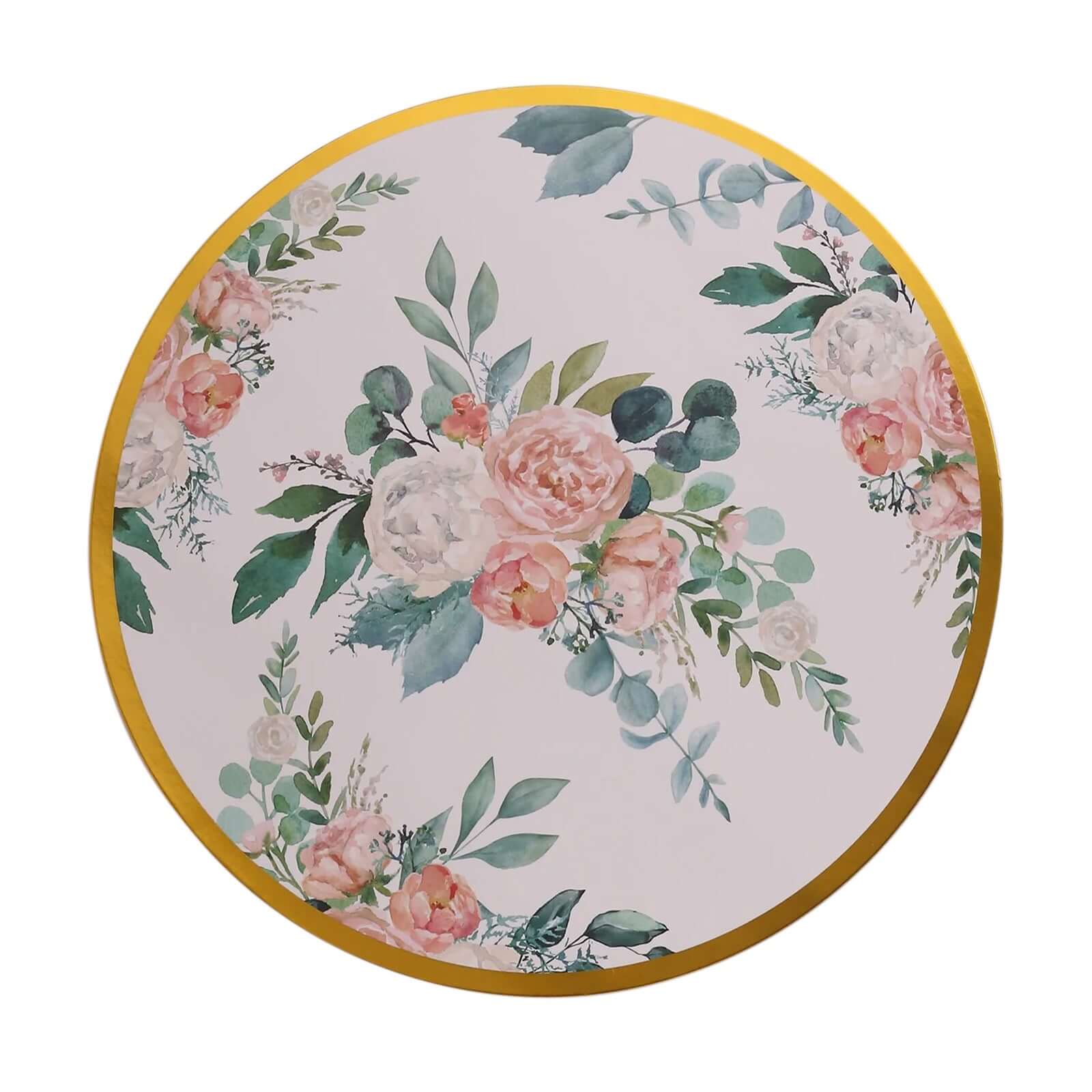 6-Pack Disposable Charger Plates in Floral Print 13" in White/Pink with Gold Rim - 700GSM Floral Paper Chargers for Classy & Convenient Dining - Image 8